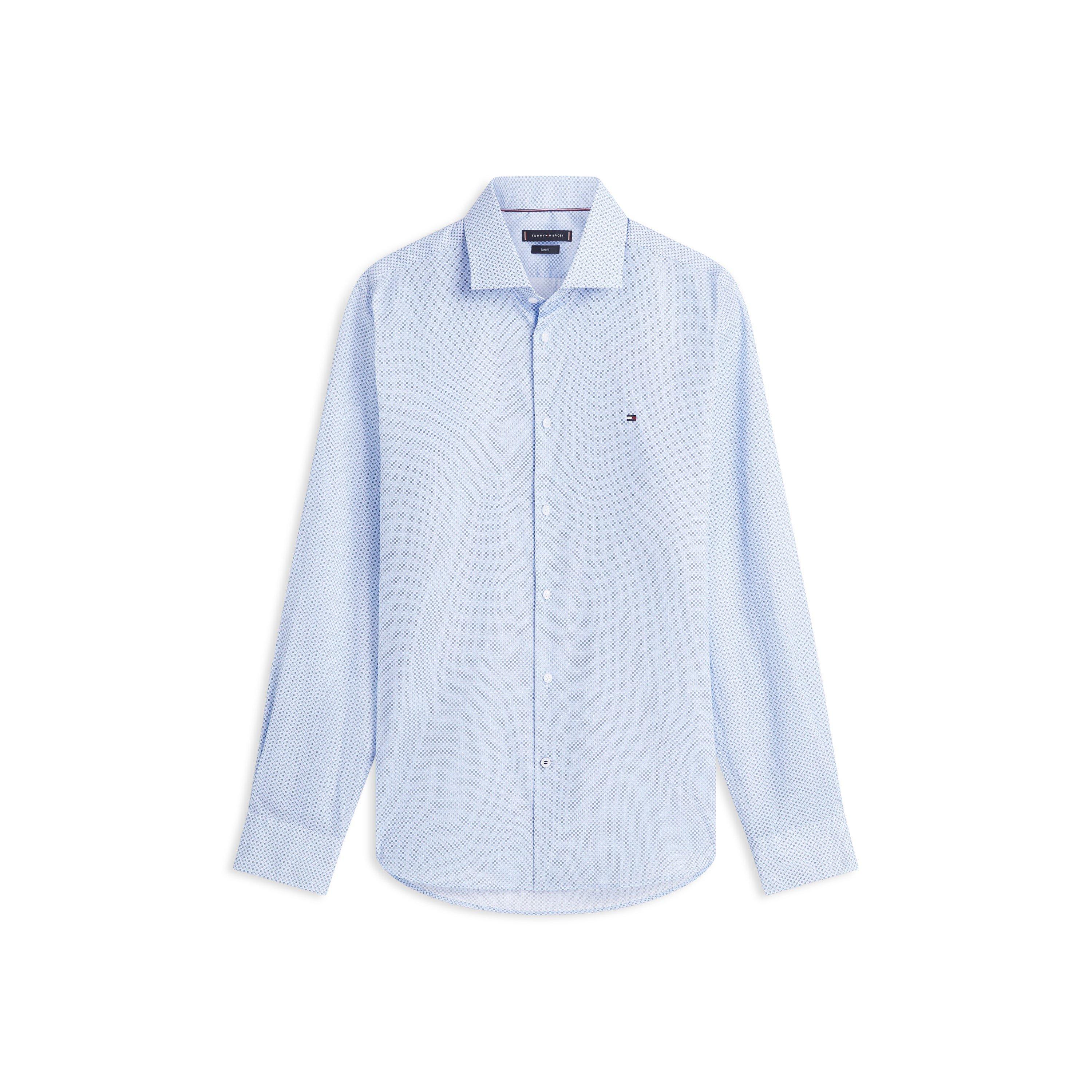 Tommy Hilfiger Men's Long Sleeve Patterned Shirt - Sweet Blue - XL