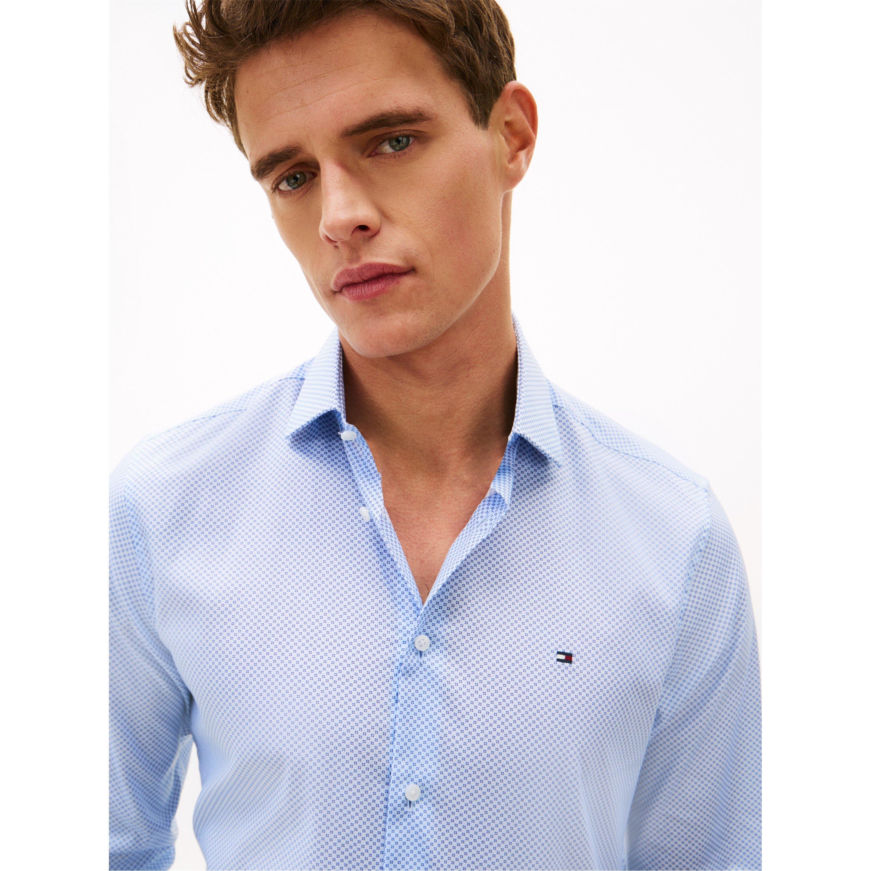 Sweet Blue - Tommy Hilfiger - Men's Long Sleeve Patterned Shirt - 3