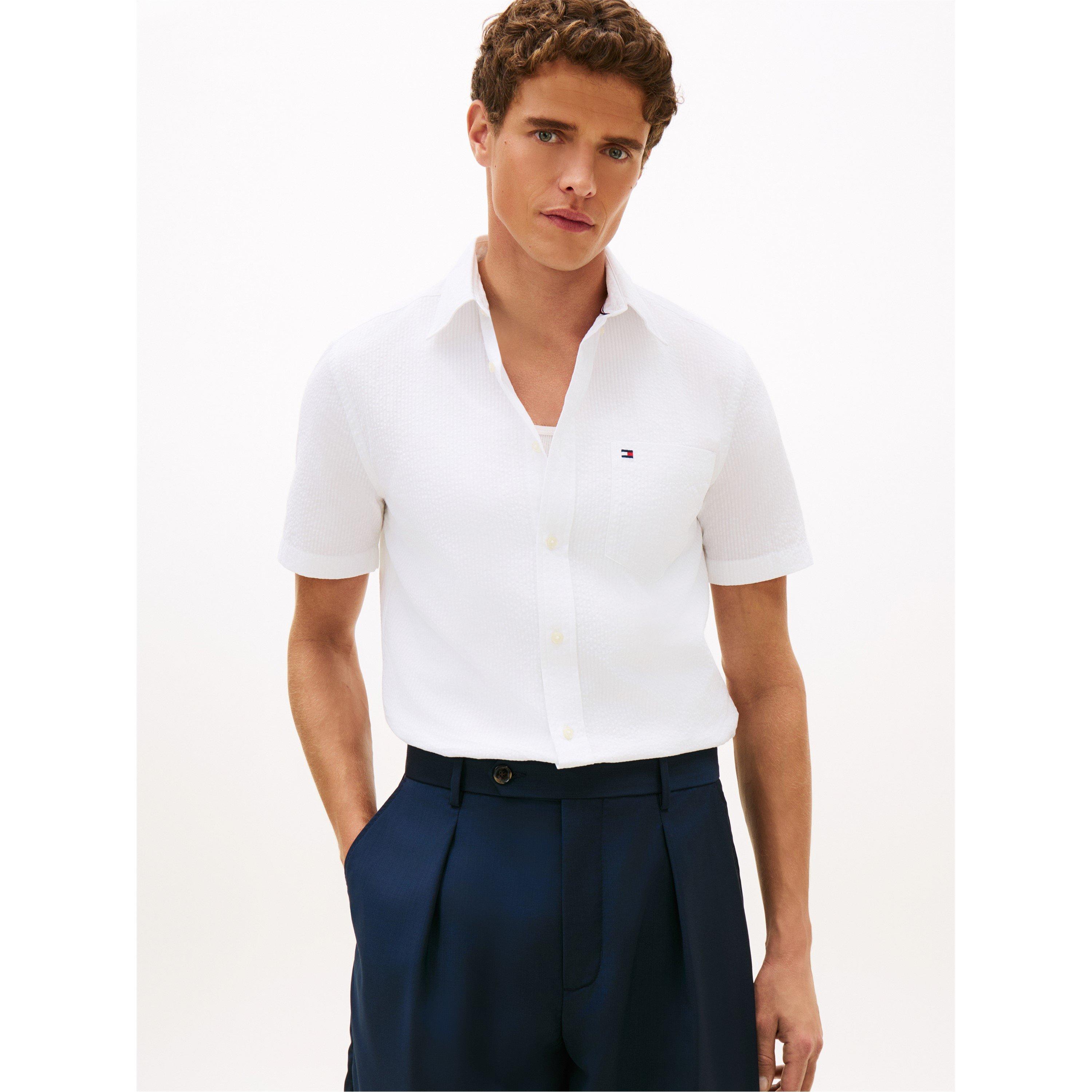 White - Tommy Hilfiger - Seersucker Solid Ss Rf Shirt - 2