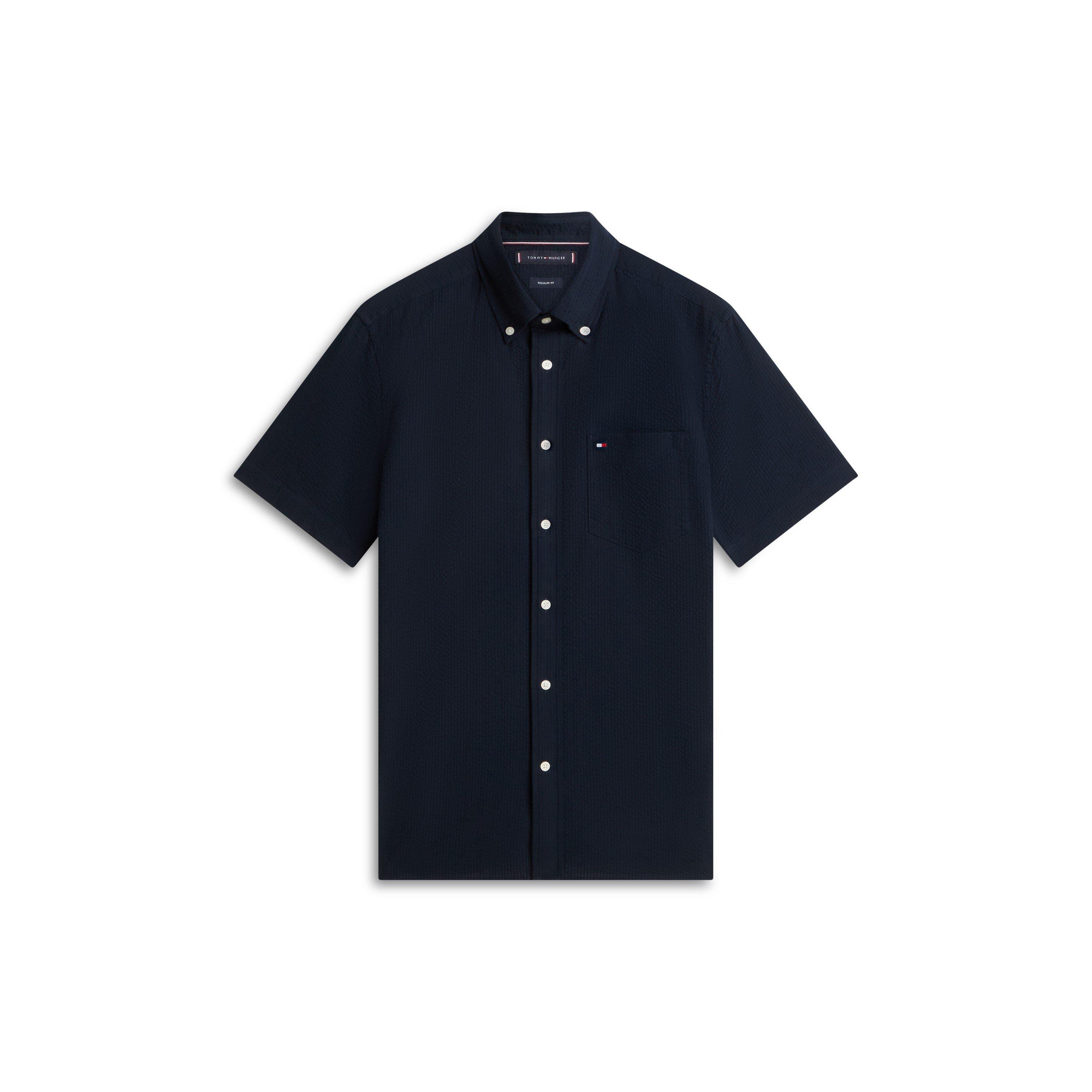 Tommy Hilfiger Seersucker Solid Ss Rf Shirt - Desert Sky - M