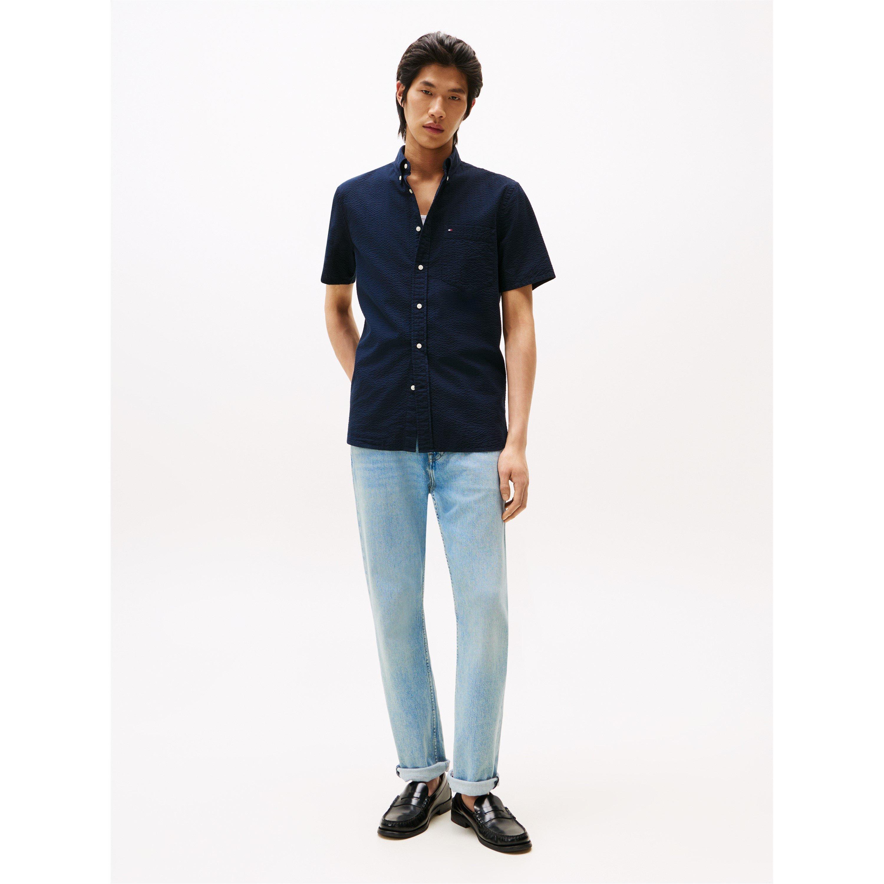 Desert Sky - Tommy Hilfiger - Seersucker Solid Ss Rf Shirt - 4