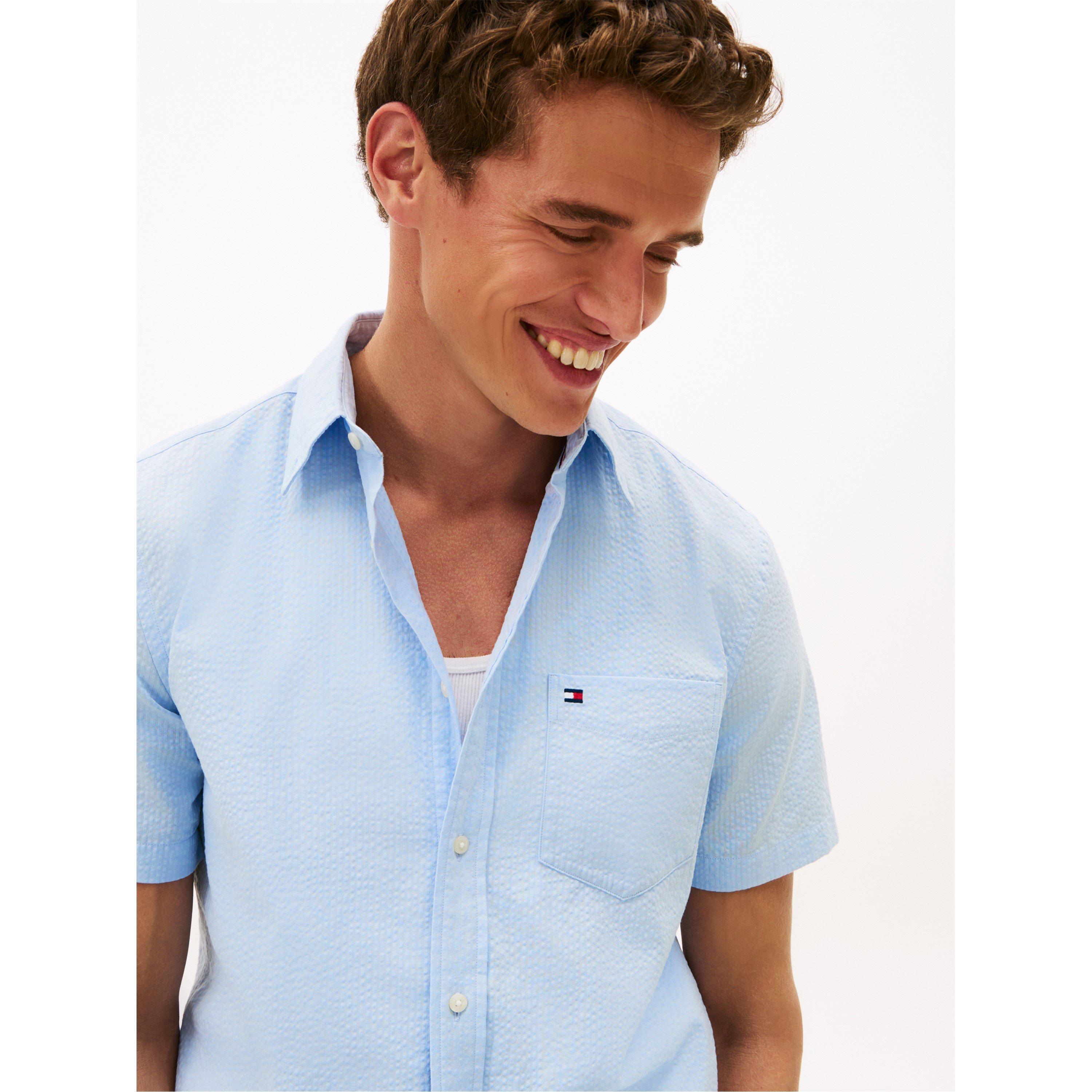 Sweet Blue - Tommy Hilfiger - Tommy Hilfiger Seersucker Solid Ss Rf Shirt - 3