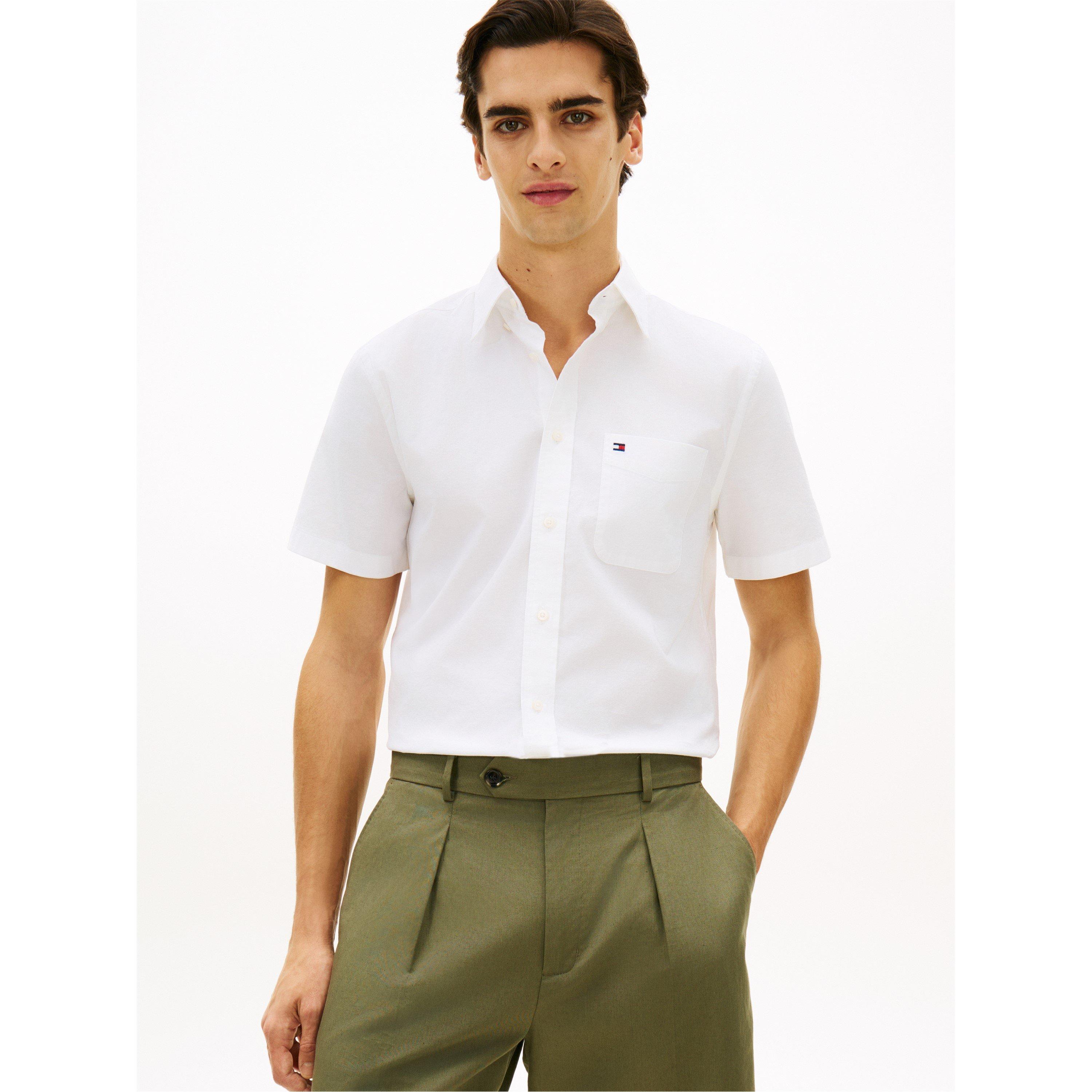 White - Tommy Hilfiger - Men's Short Sleeve Plain Shirt - 2