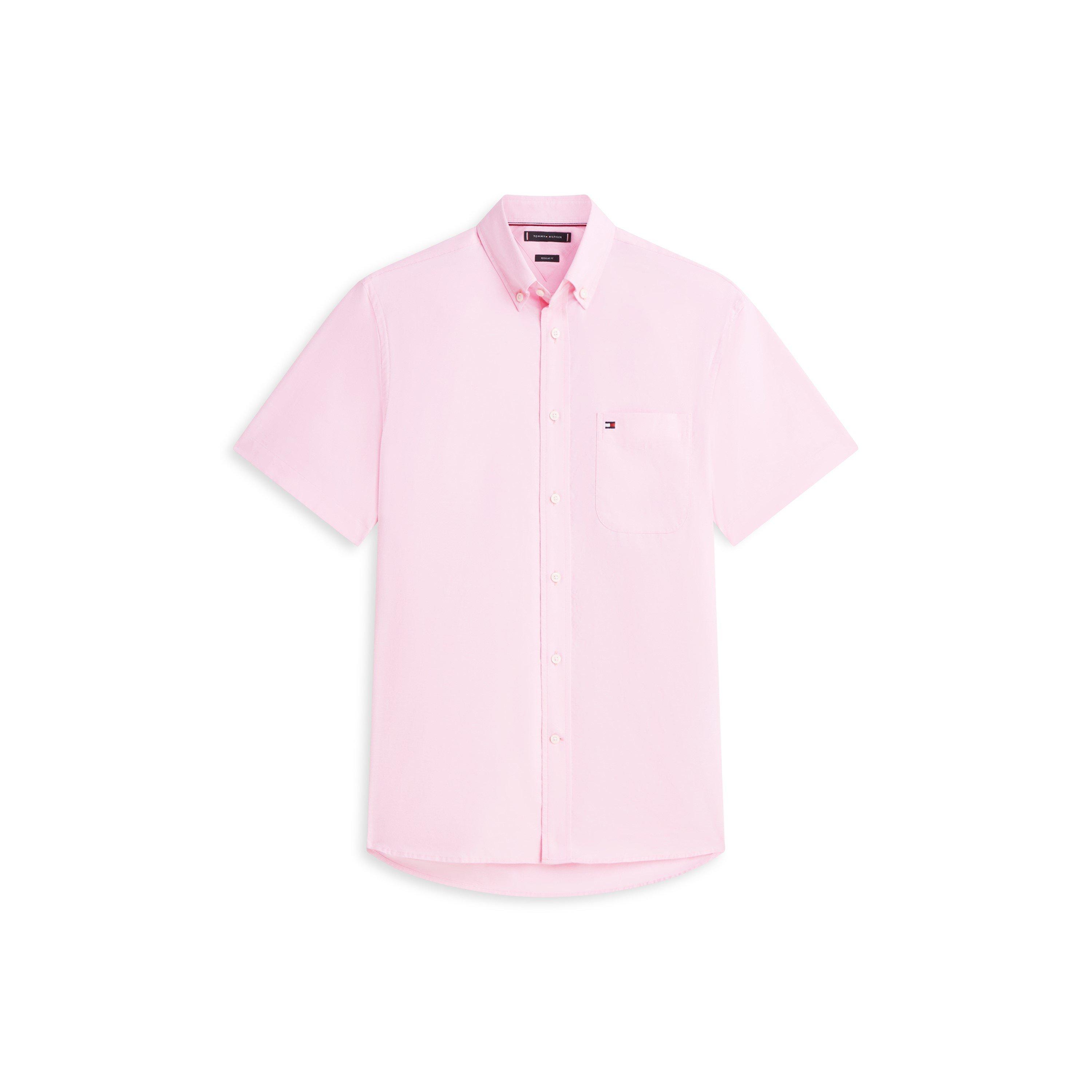 Tommy Hilfiger Men's Short Sleeve Plain Shirt - Rose Petal - 2XL