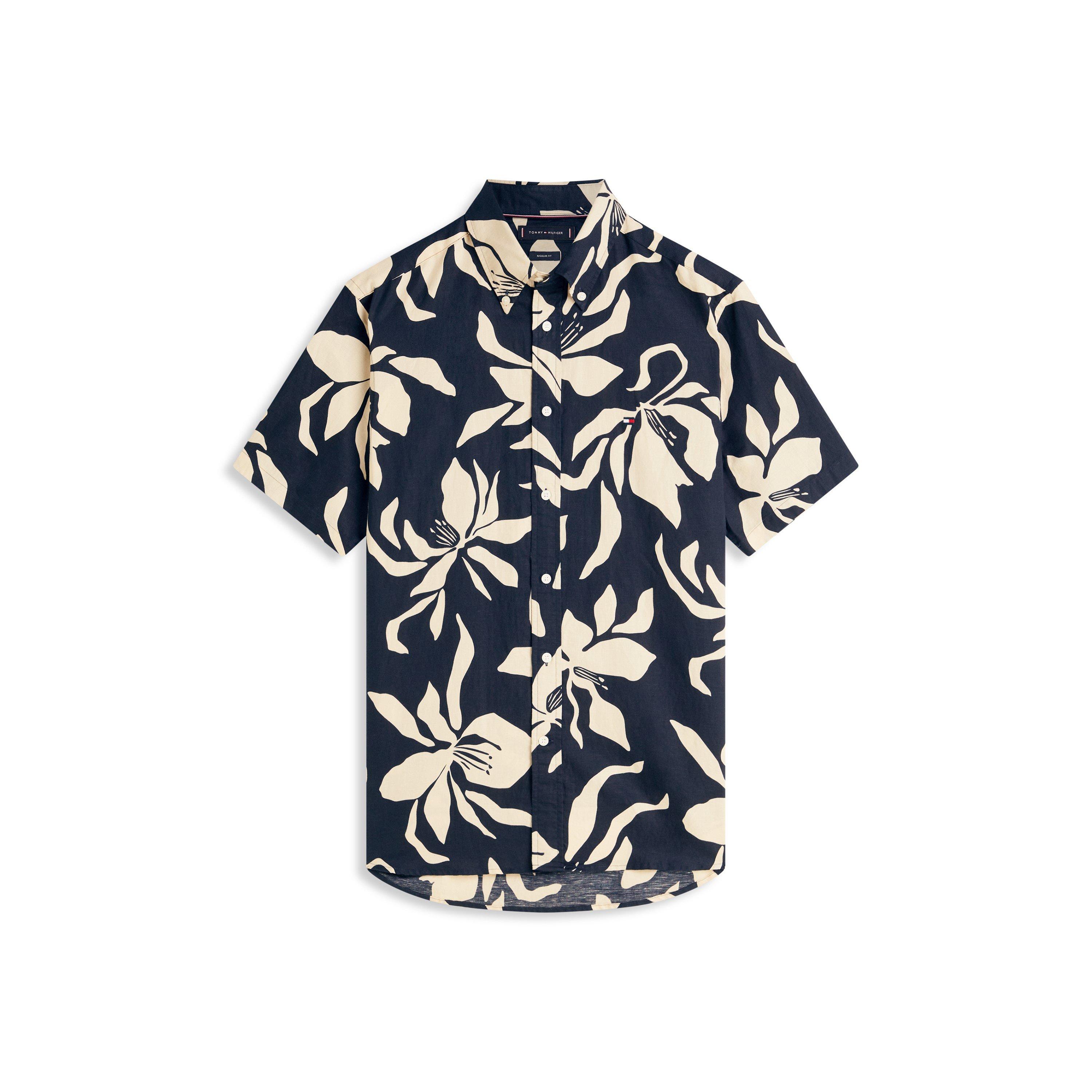 Tommy Hilfiger Men's Patterned Short Sleeve Shirt - Dark Night Navy - 2XL
