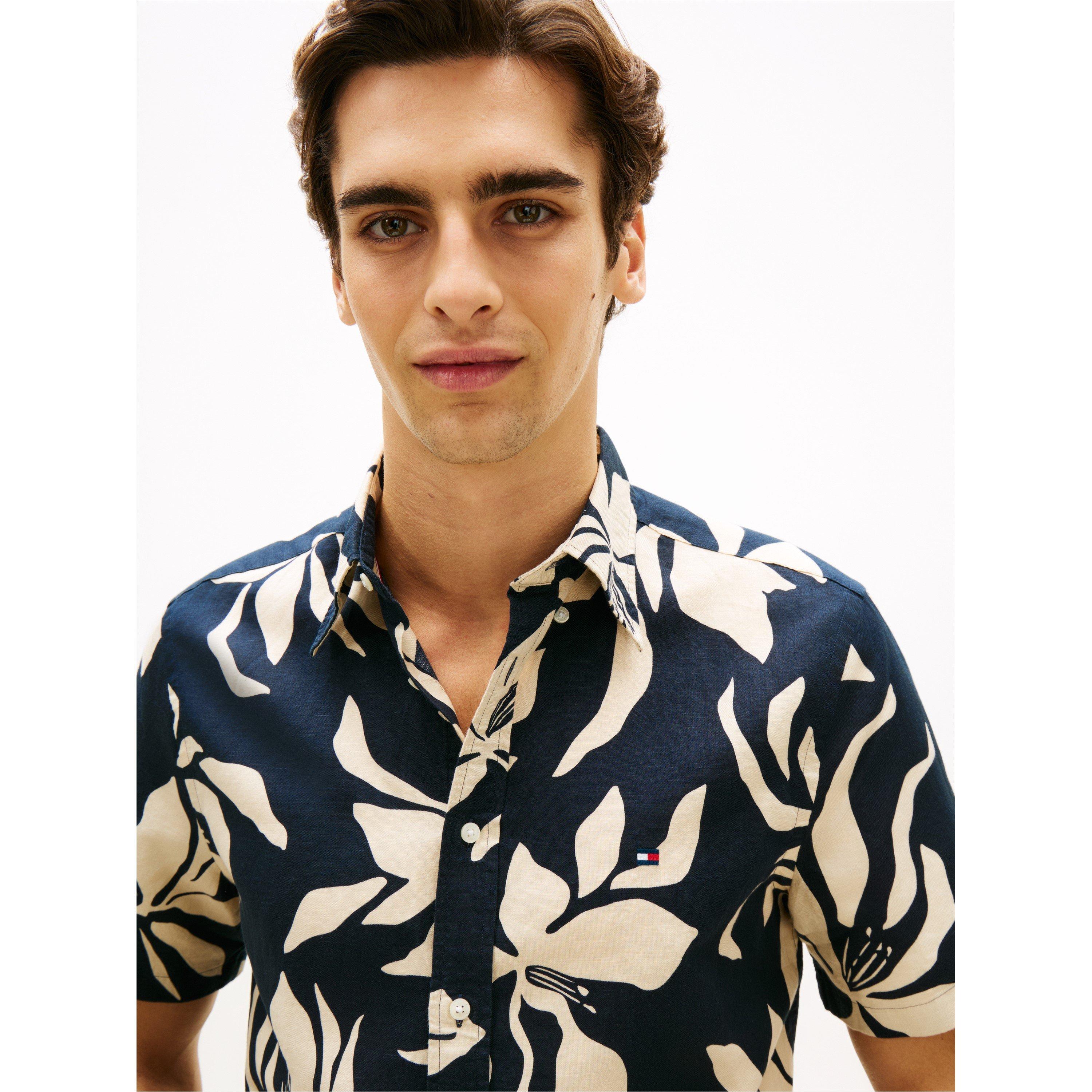 Dark Night Navy - Tommy Hilfiger - Tommy LinenFlwr Shrt Sn62 - 3