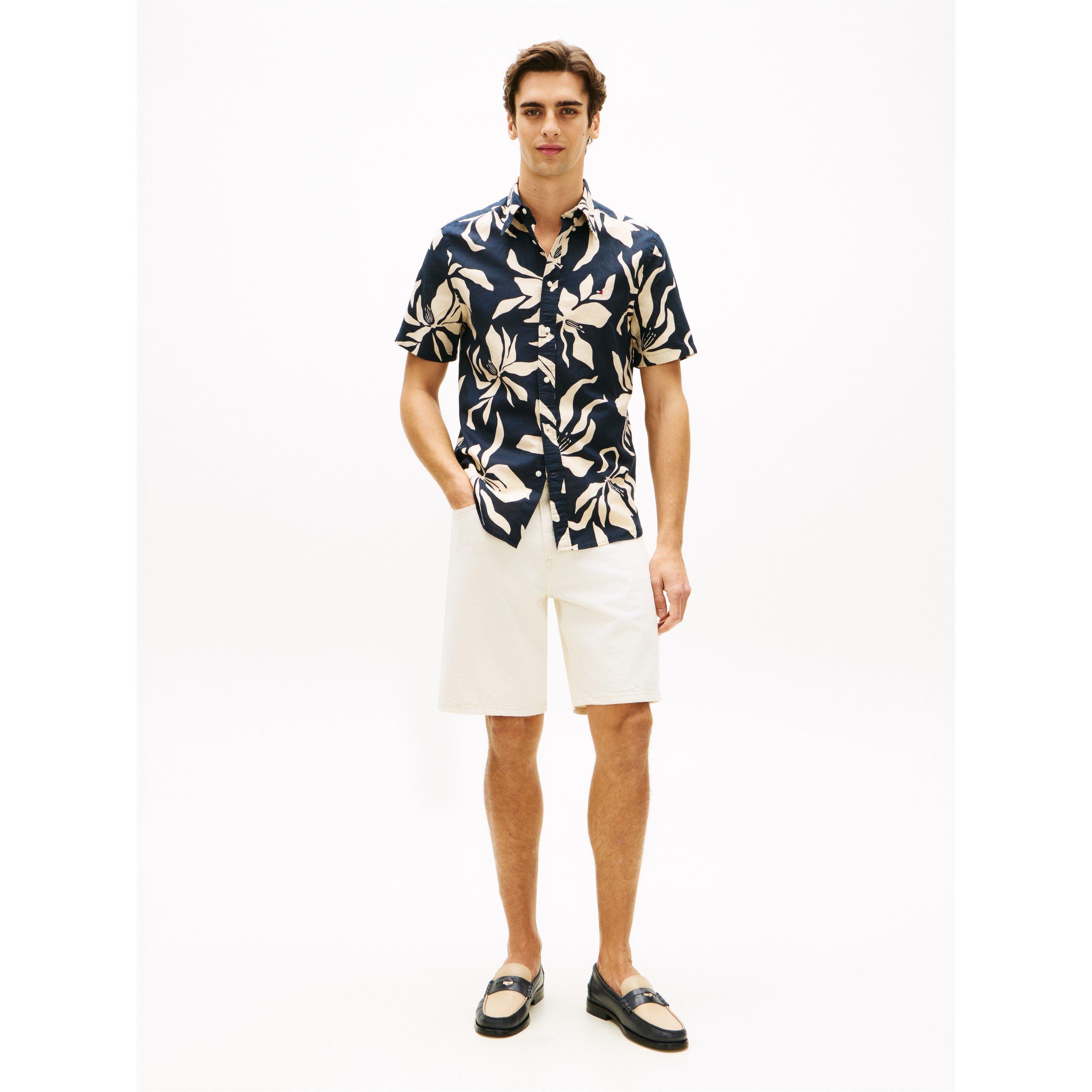 Dark Night Navy - Tommy Hilfiger - Tommy LinenFlwr Shrt Sn62 - 4