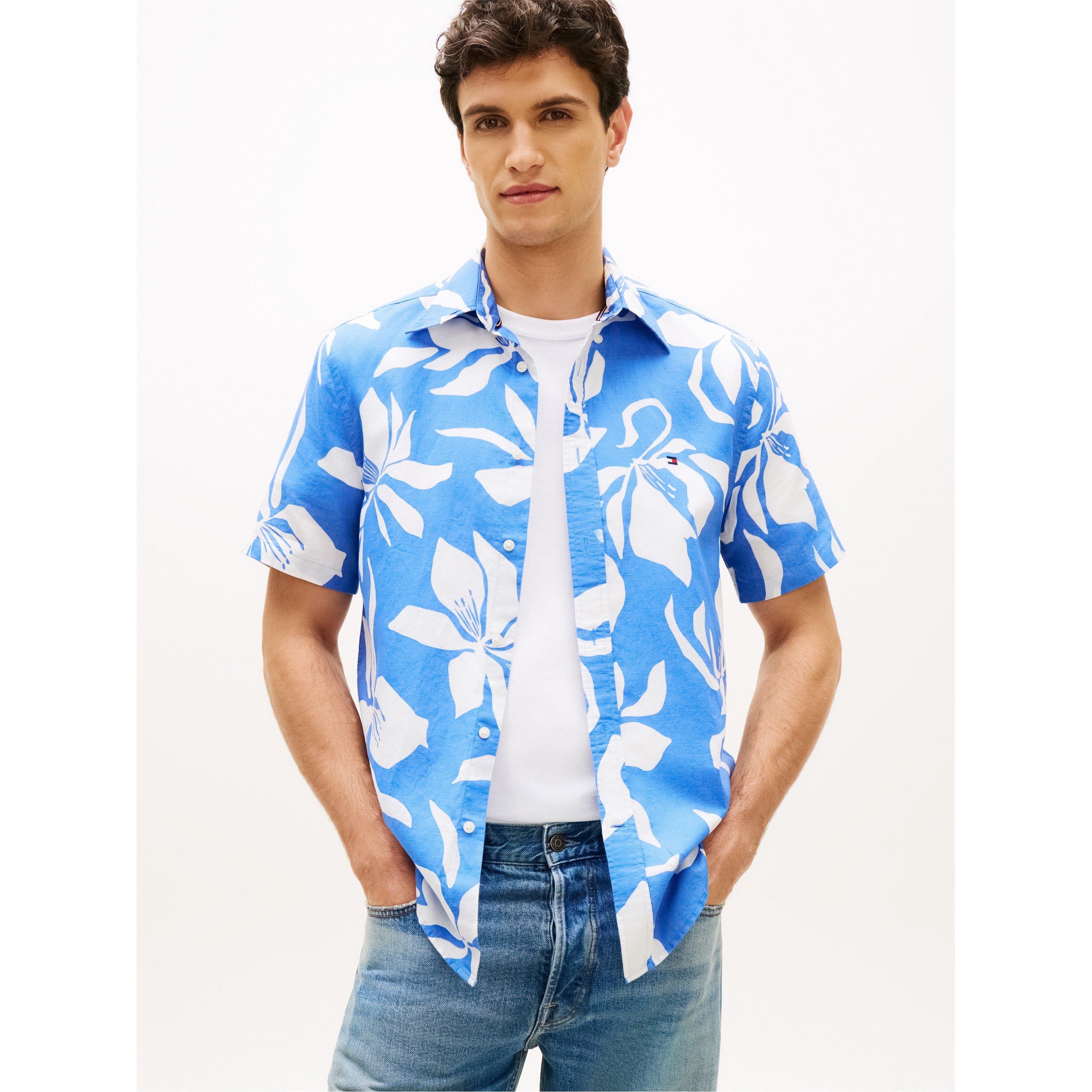 Blue Spell/AOP - Tommy Hilfiger - Men's Patterned Short Sleeve Shirt - 2