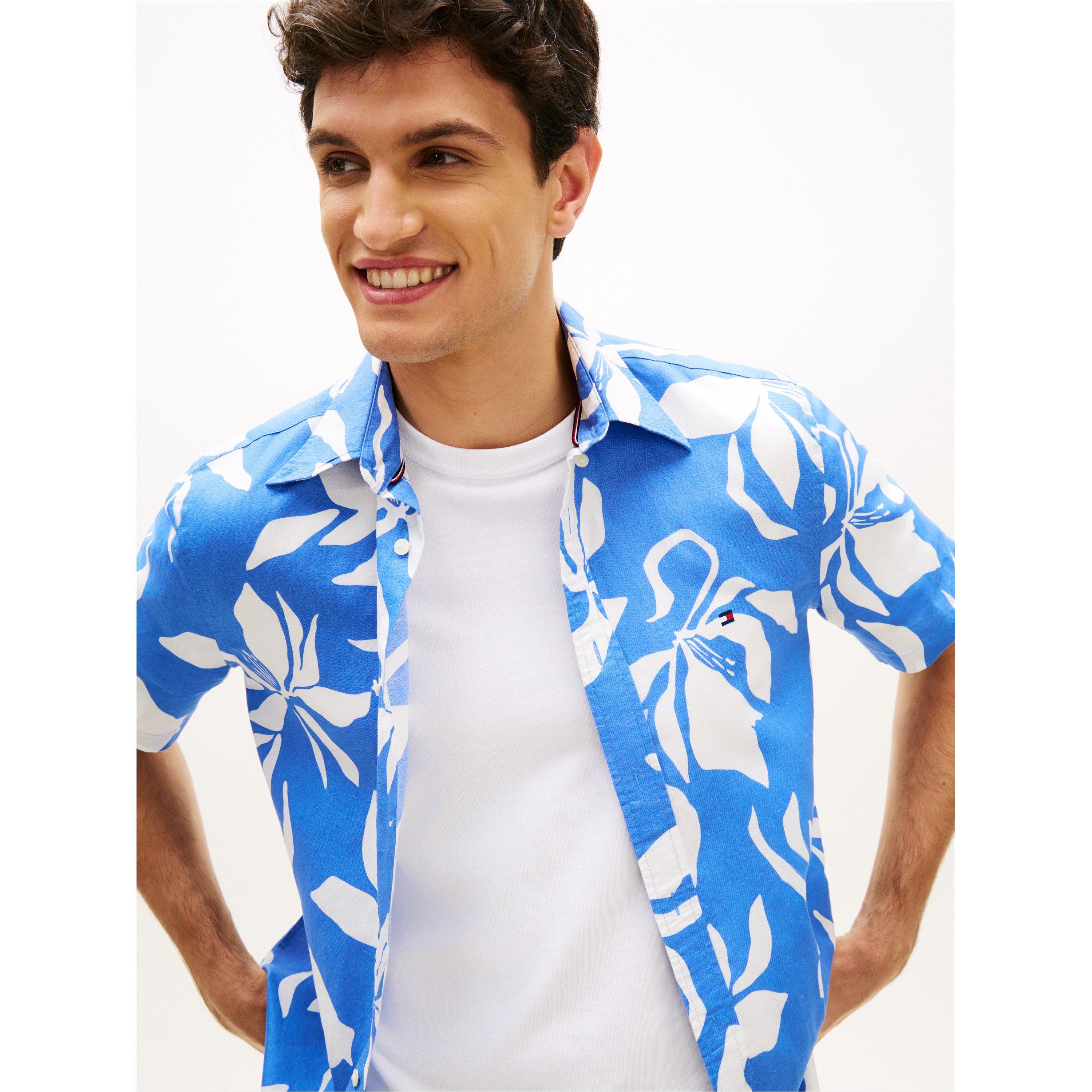 Blue Spell/AOP - Tommy Hilfiger - Men's Patterned Short Sleeve Shirt - 3