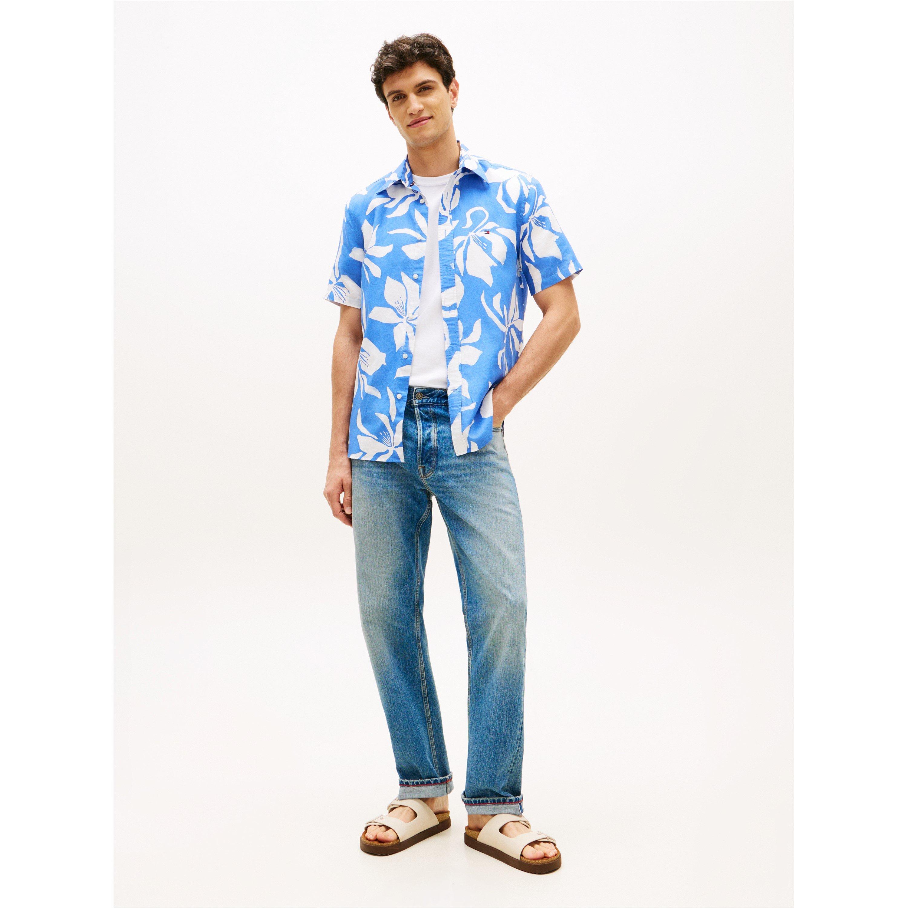 Blue Spell/AOP - Tommy Hilfiger - Men's Patterned Short Sleeve Shirt - 4