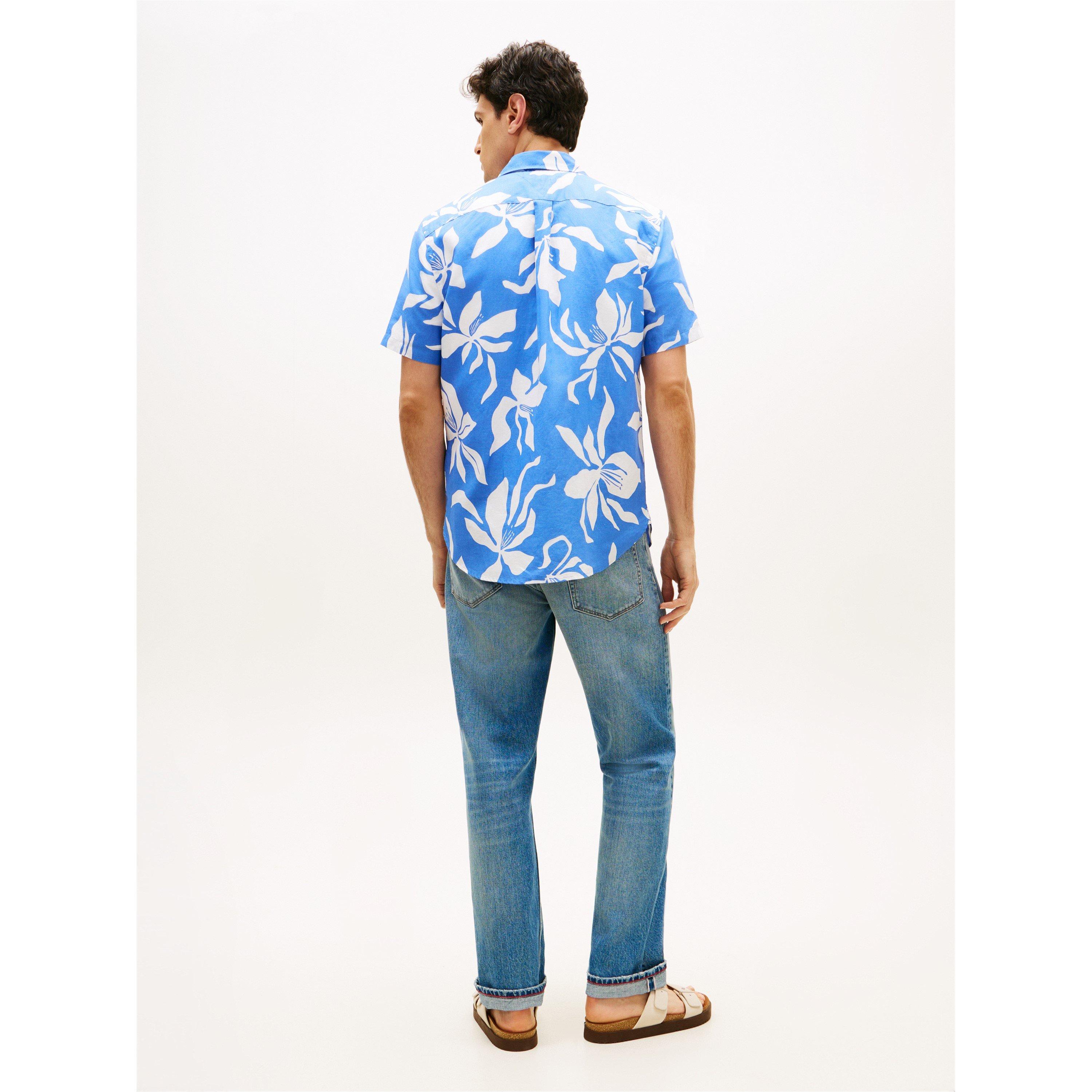 Blue Spell/AOP - Tommy Hilfiger - Men's Patterned Short Sleeve Shirt - 5