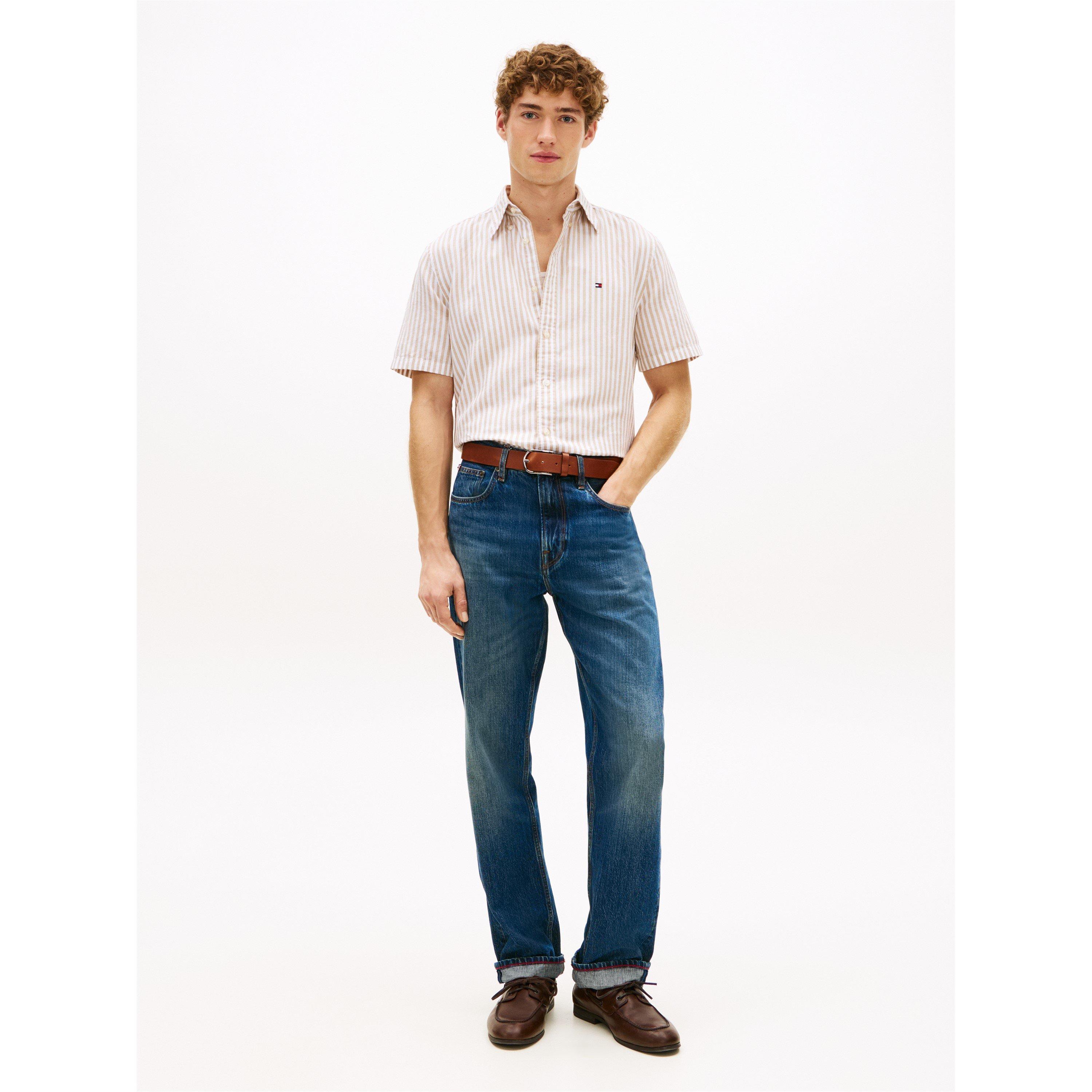 Sandalwood/Strp - Tommy Hilfiger - Men's Patterned Short Sleeve Shirt - 4