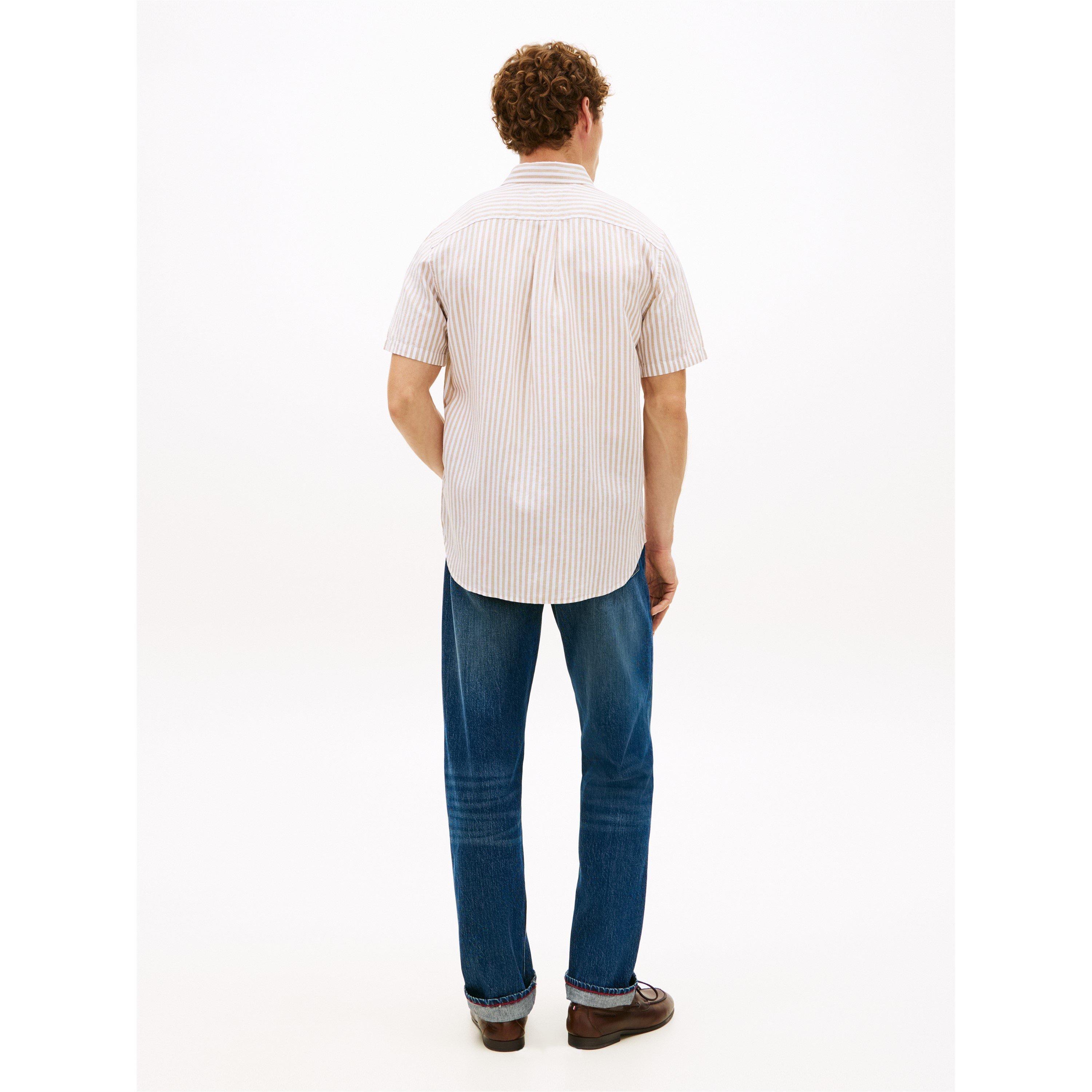 Sandalwood/Strp - Tommy Hilfiger - Men's Patterned Short Sleeve Shirt - 5