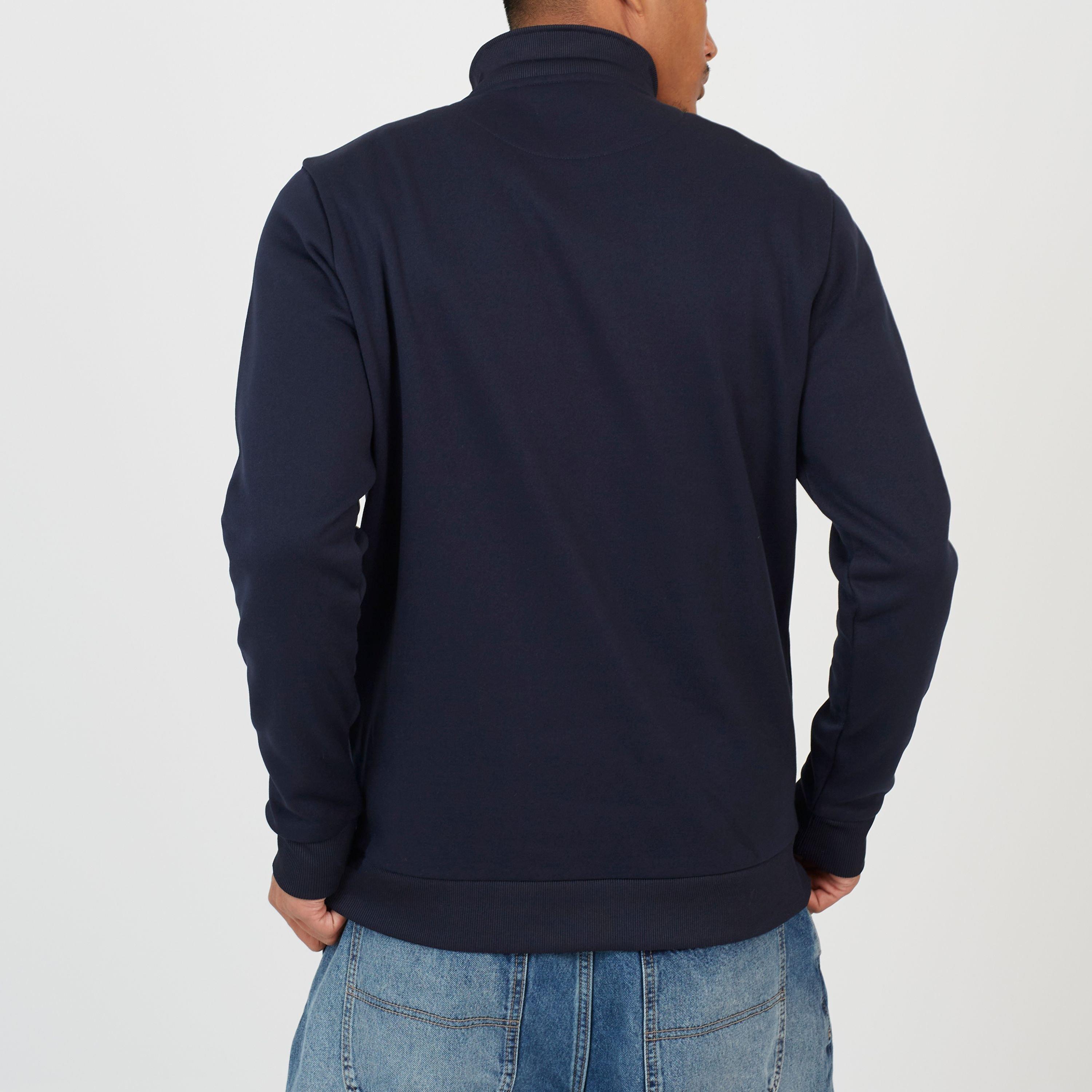 Navy - Brave Soul - Charcoal Mens Funnel Neck Zip Sweatshirt - 2
