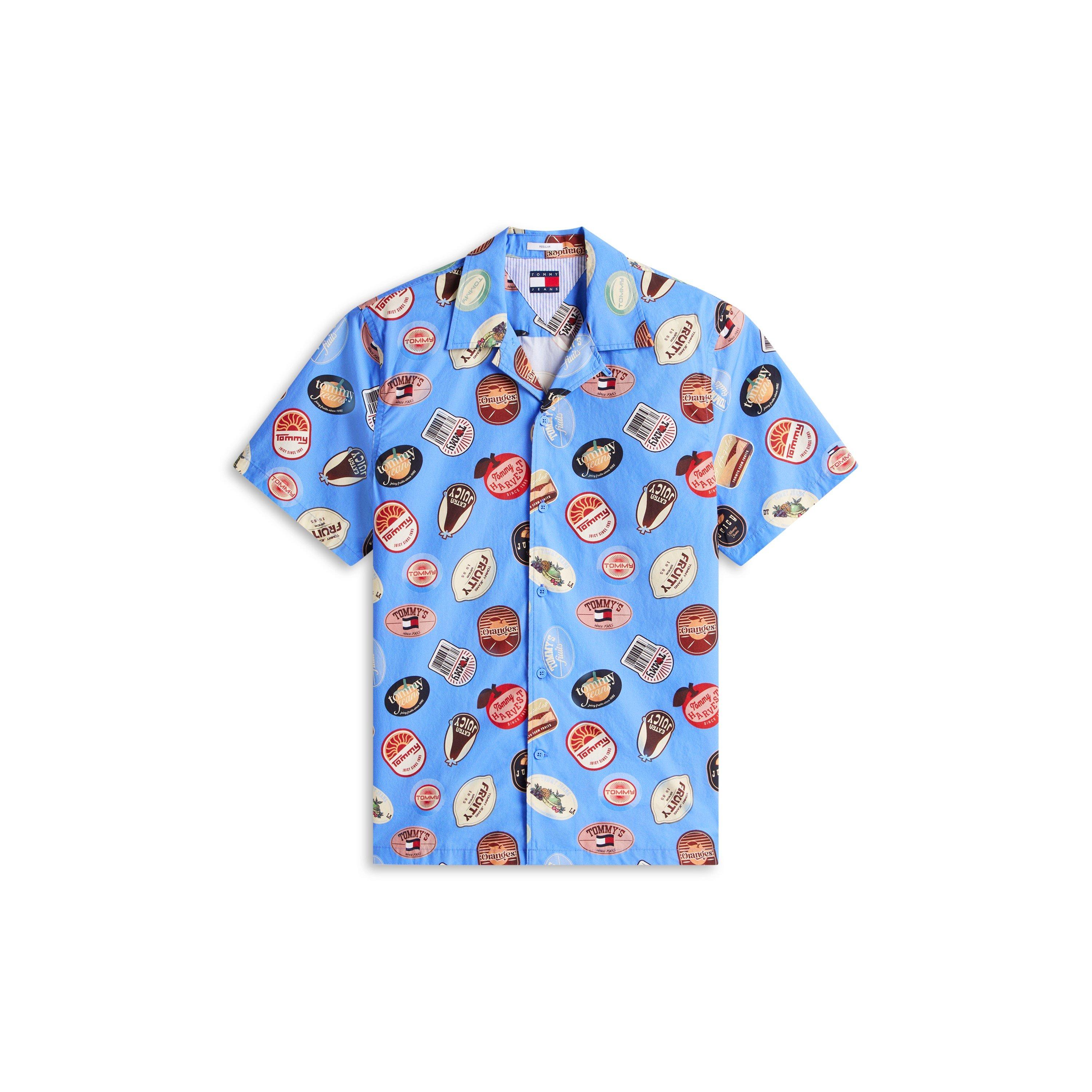 Tommy Jeans Men's Patterned Short Sleeve Shirt - Blue Twilight - S
