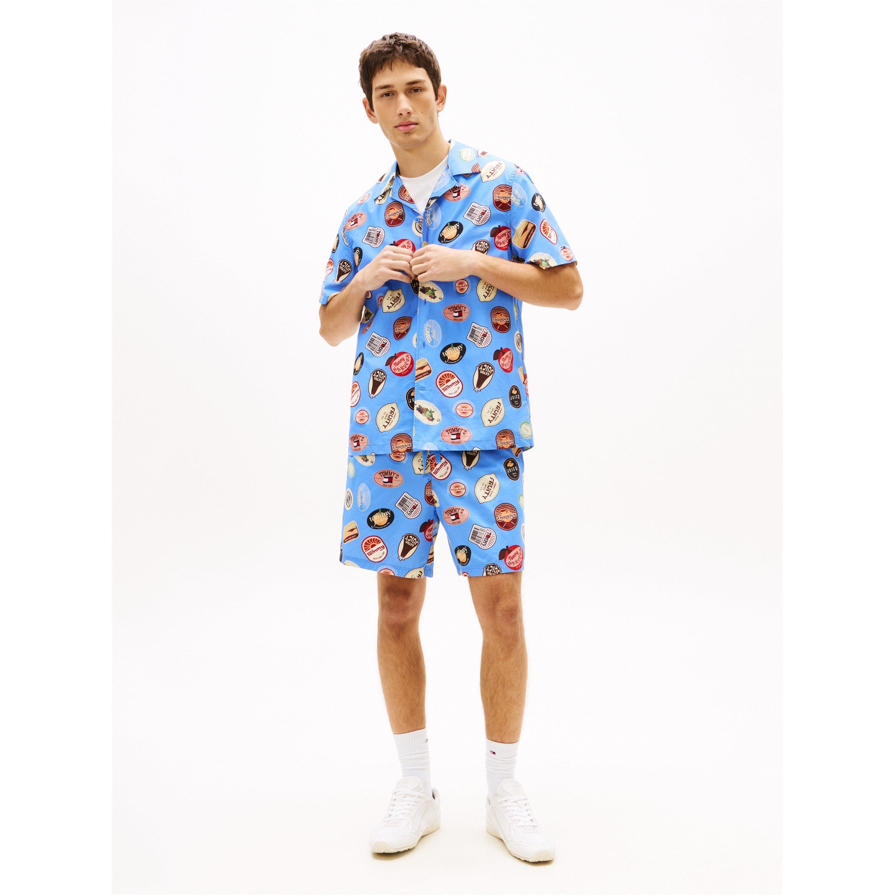 Blue Twilight - Tommy Jeans - Men's Patterned Short Sleeve Shirt - 4