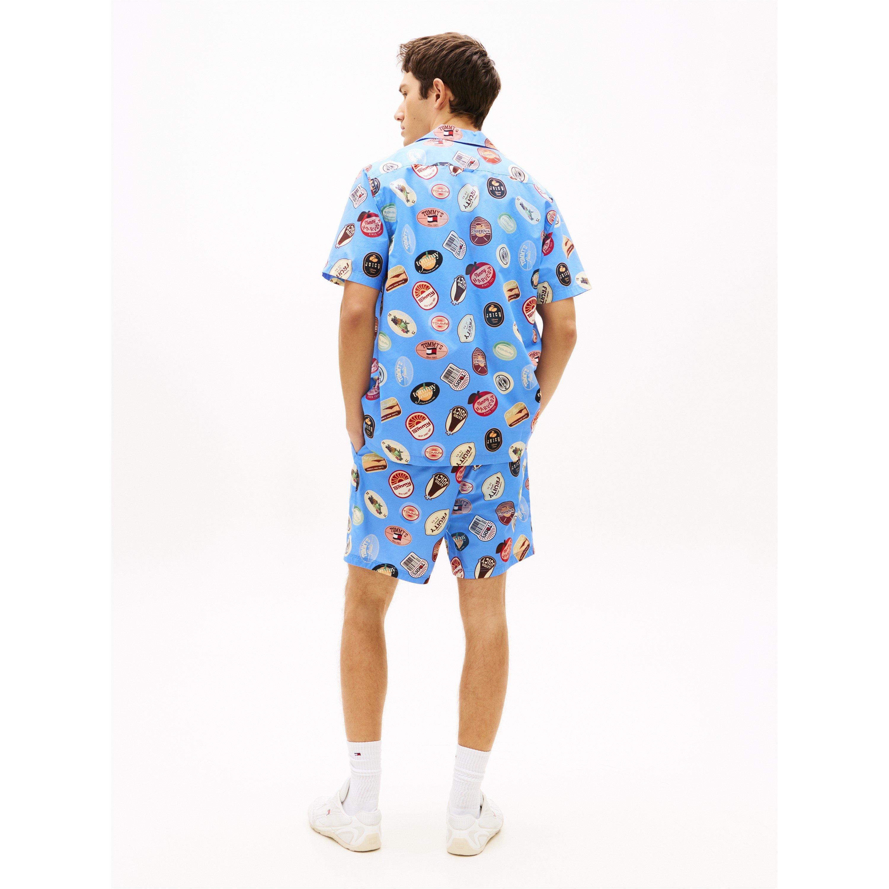 Blue Twilight - Tommy Jeans - Men's Patterned Short Sleeve Shirt - 5