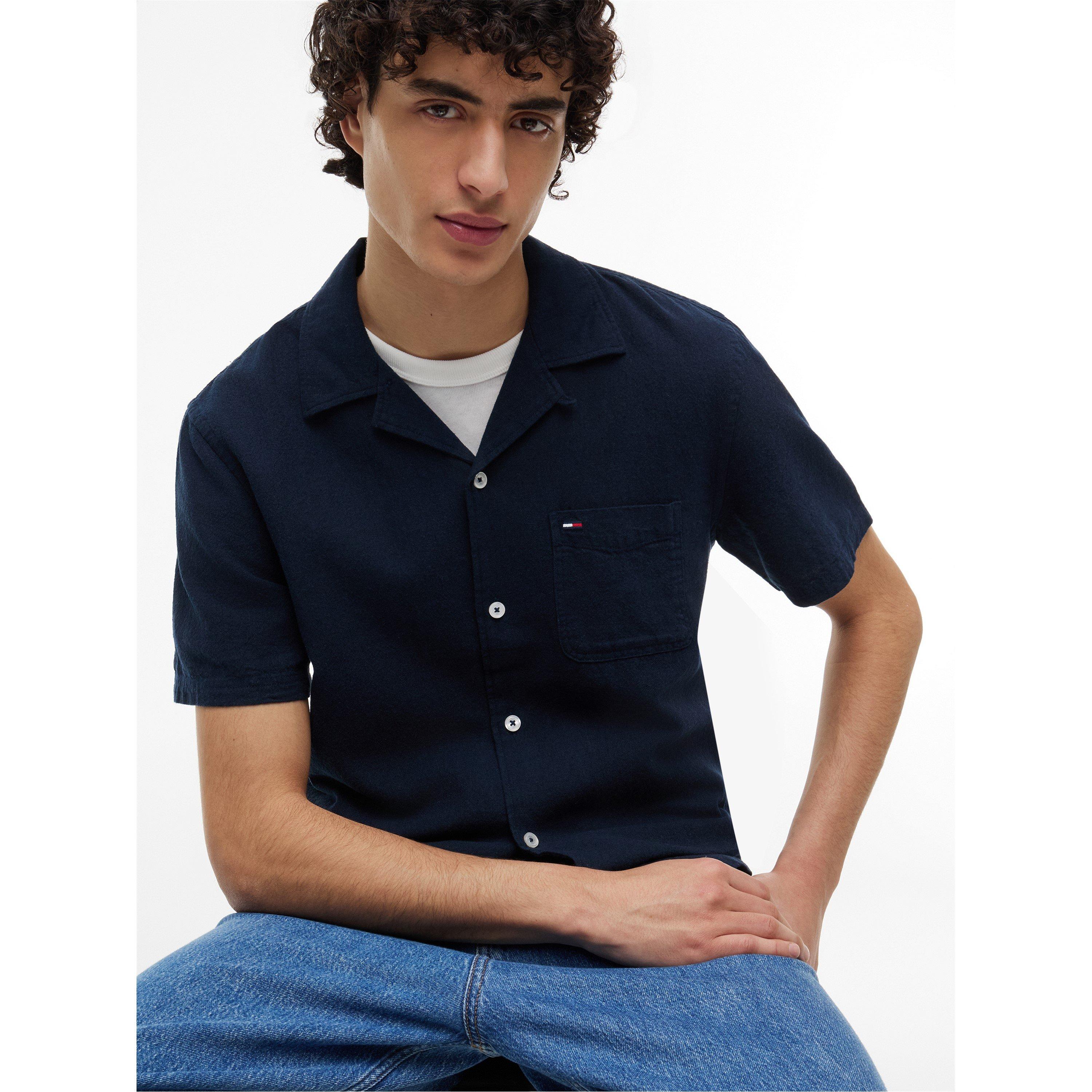 Noche Oscura Azul - Tommy Jeans - TJ Linen SS Shirt Sn62 - 3