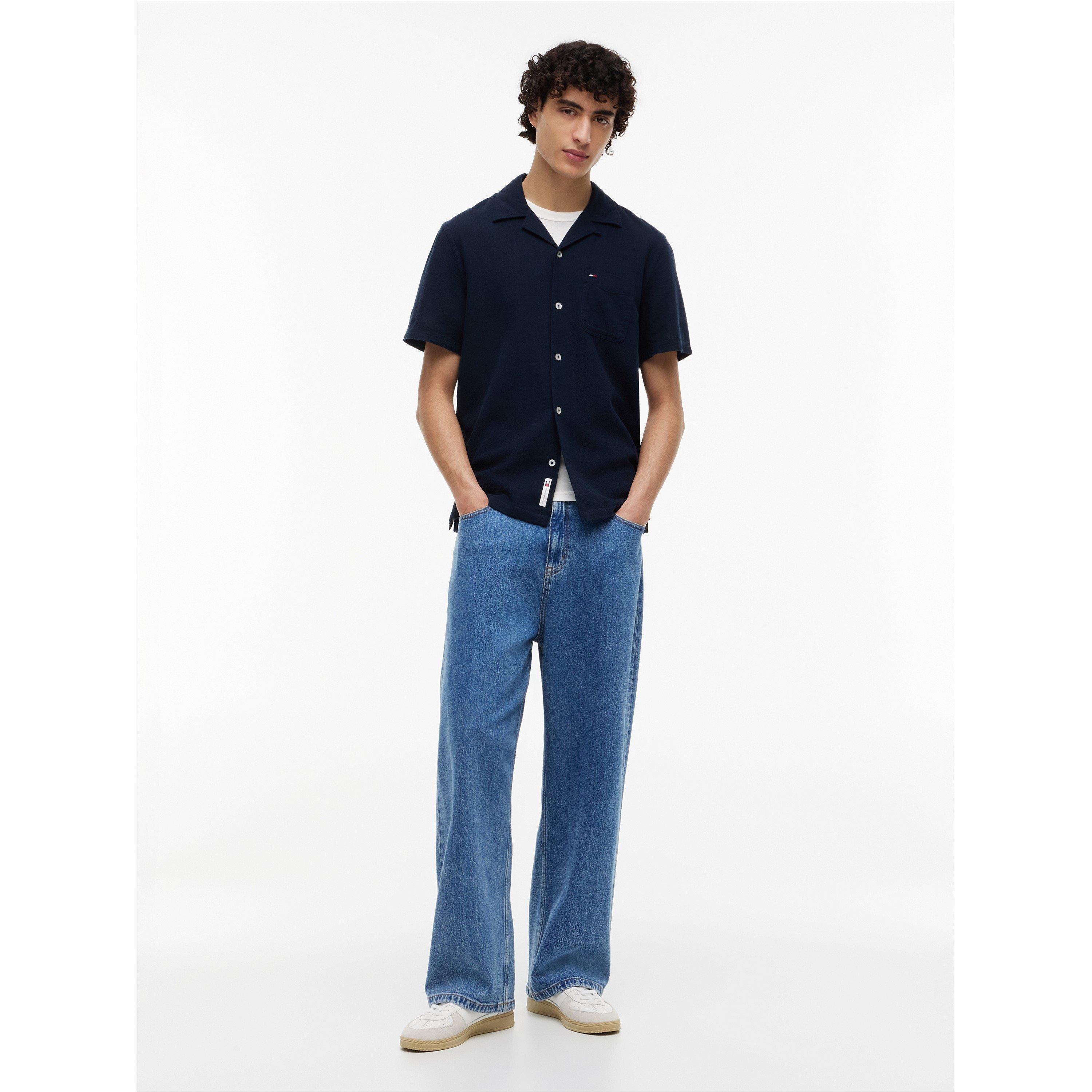 Noche Oscura Azul - Tommy Jeans - TJ Linen SS Shirt Sn62 - 4