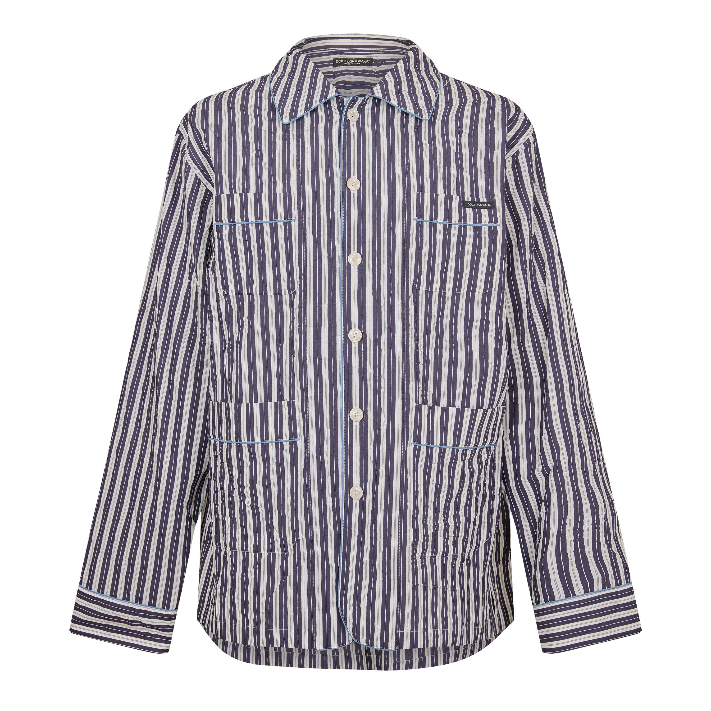 Navy/White - Dolce and Gabbana - Men's Long Sleeve Patterned Shirt - 1