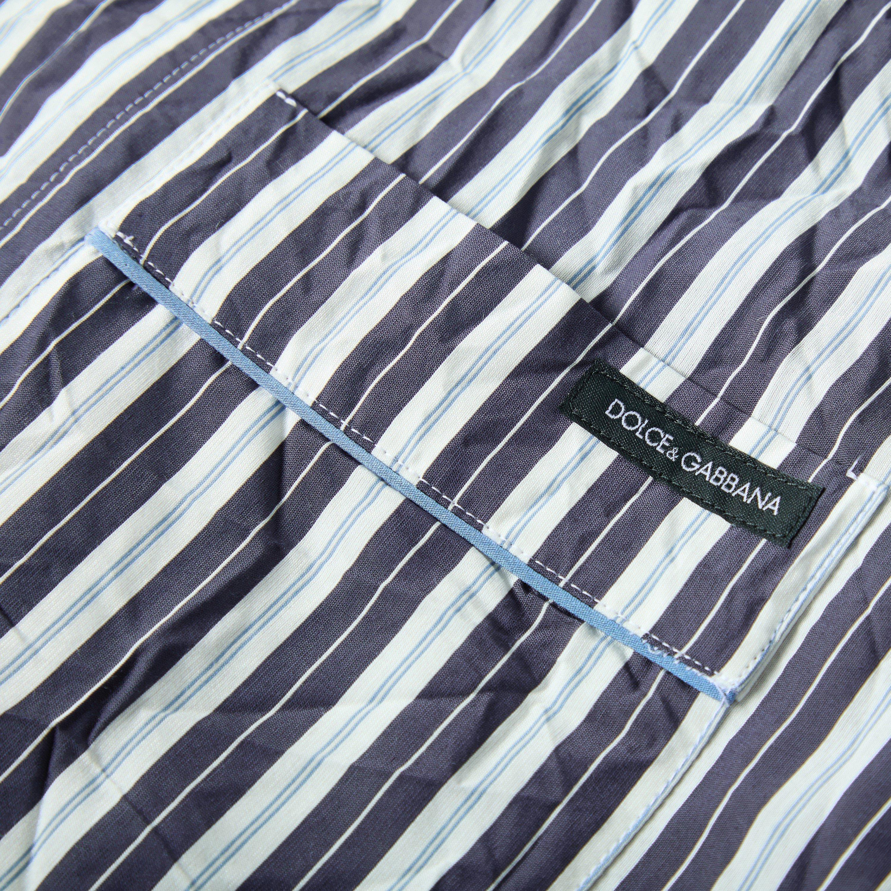 Navy/White - Dolce and Gabbana - Men's Long Sleeve Patterned Shirt - 3