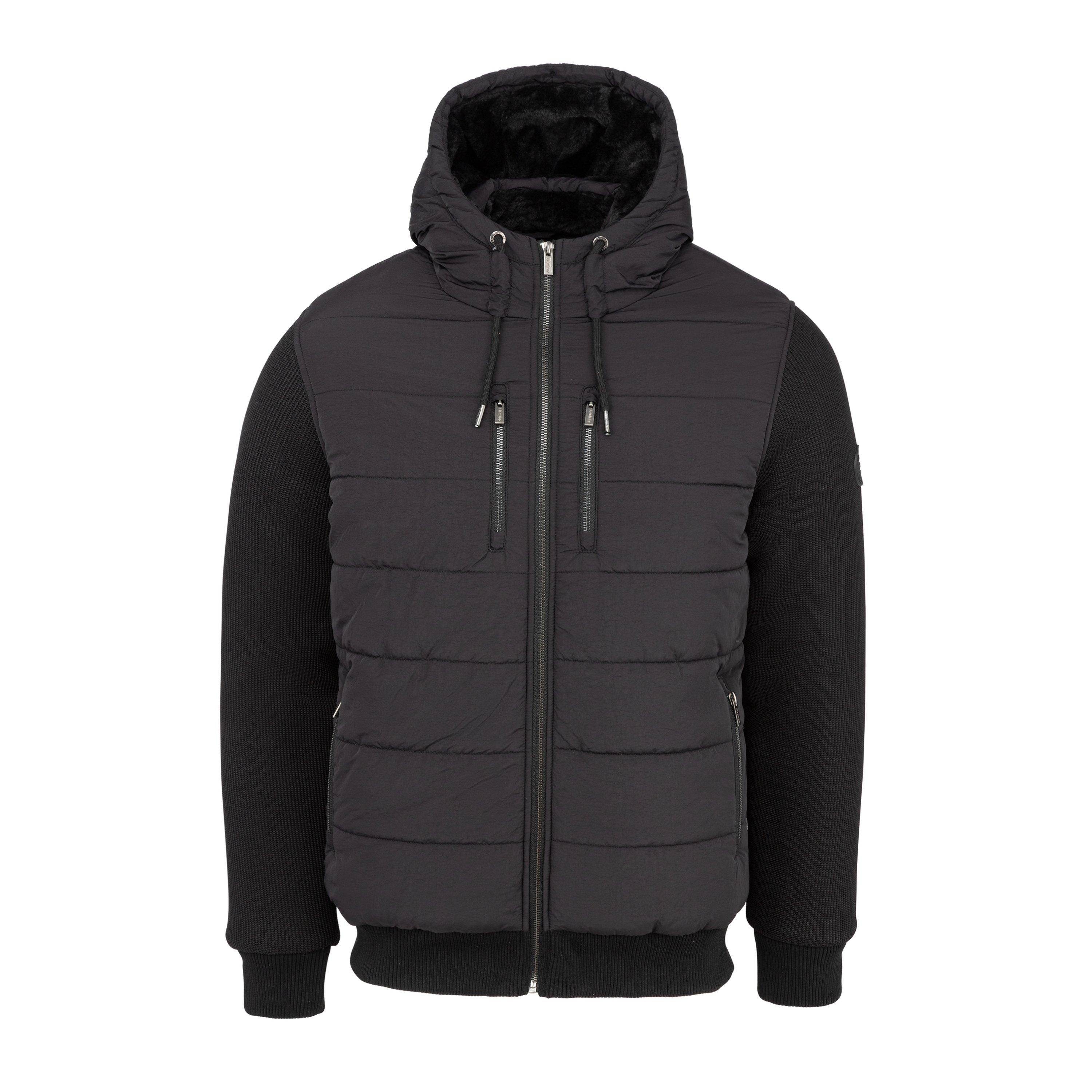 Black - Firetrap - Mens Sartorial Padded Quilted Long Sleeve Hybrid Jacket - 1