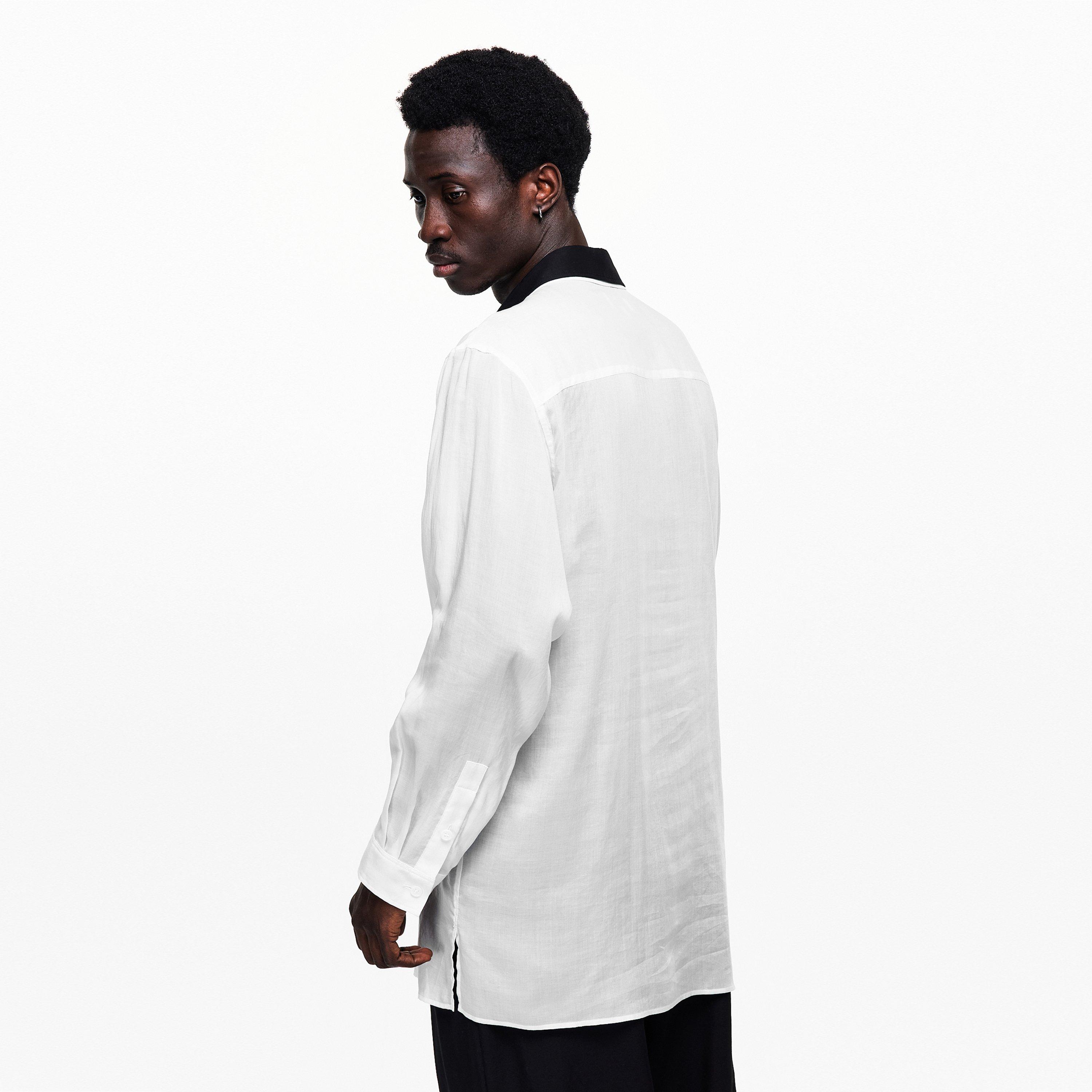 White - Yohji Yamamoto - Men's Long Sleeve Plain Shirt - 4