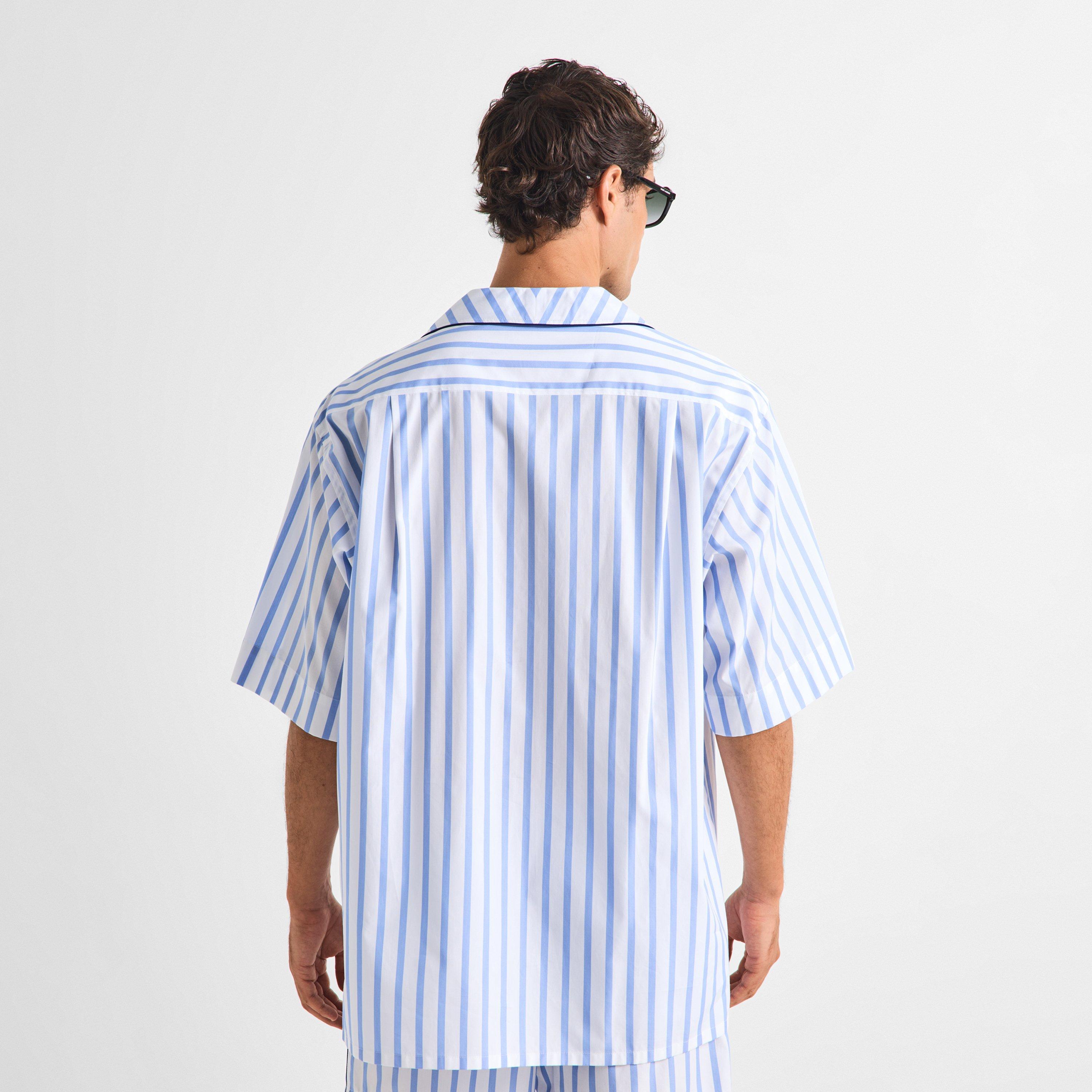 Blue/White - Dolce and Gabbana - Men's Patterned Short Sleeve Shirt - 4