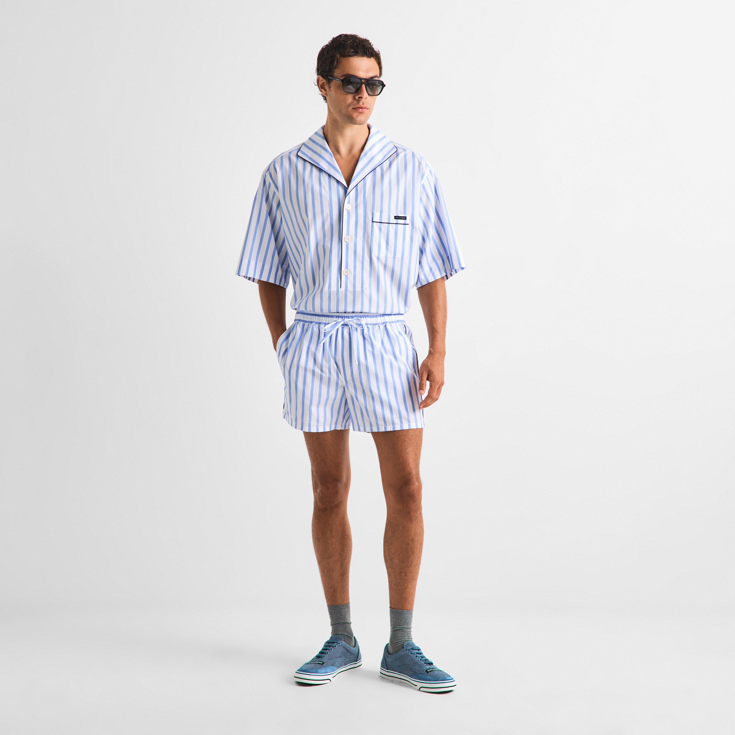 Blue/White - Dolce and Gabbana - Men's Patterned Short Sleeve Shirt - 6