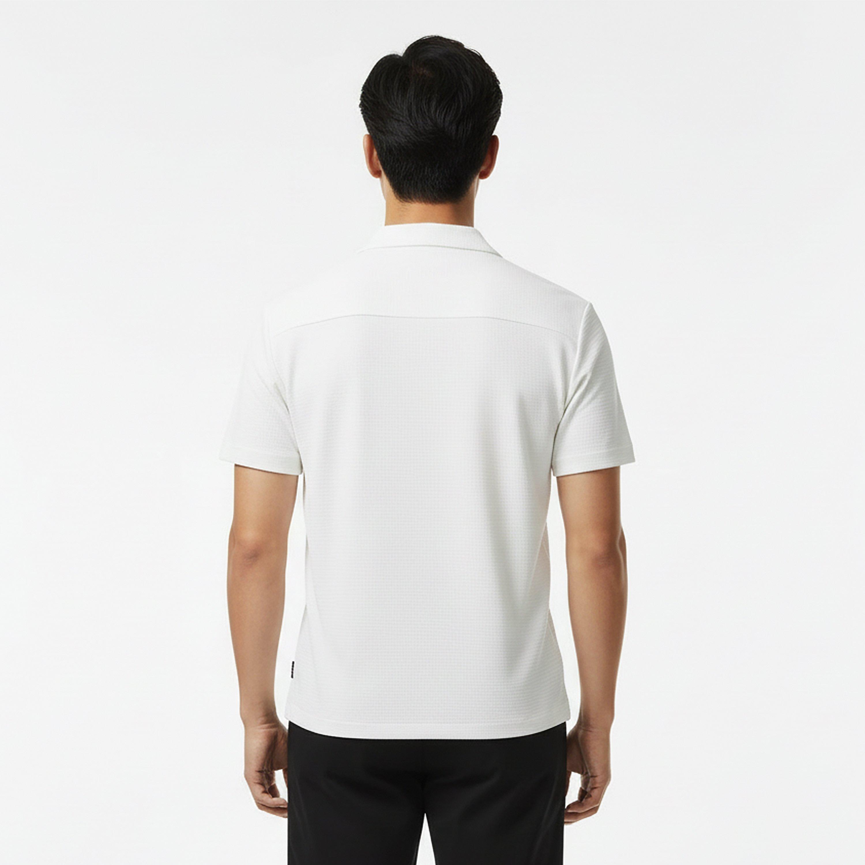 White 100 - Boss - Mens BOSS BLACK Pasini Short Sleeve Collared Shirt with Contrast Trim - 4