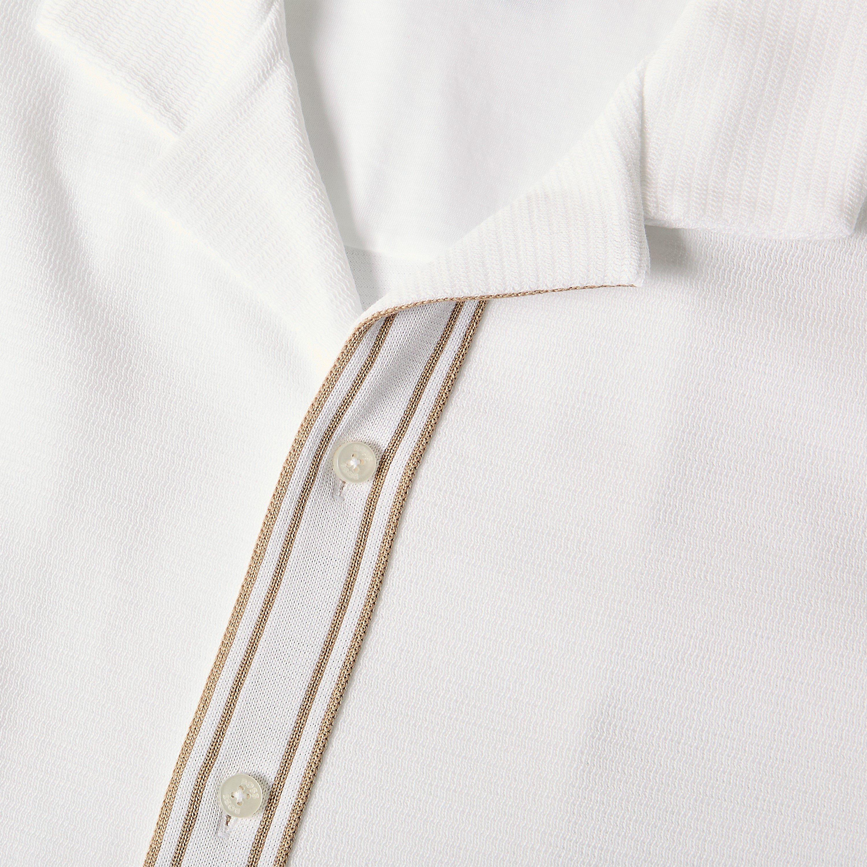 White 100 - Boss - Mens BOSS BLACK Pasini Short Sleeve Collared Shirt with Contrast Trim - 5
