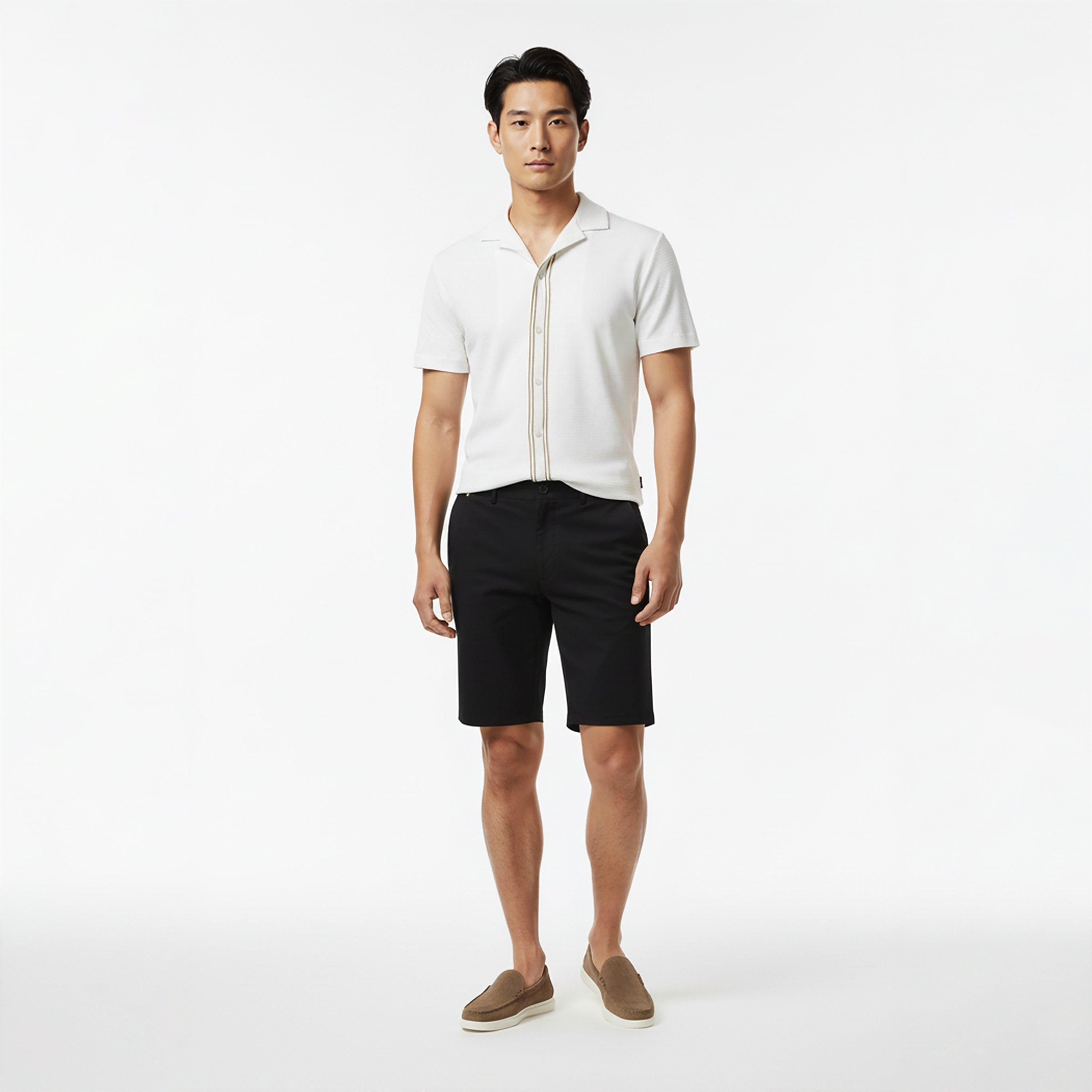White 100 - Boss - Mens BOSS BLACK Pasini Short Sleeve Collared Shirt with Contrast Trim - 6