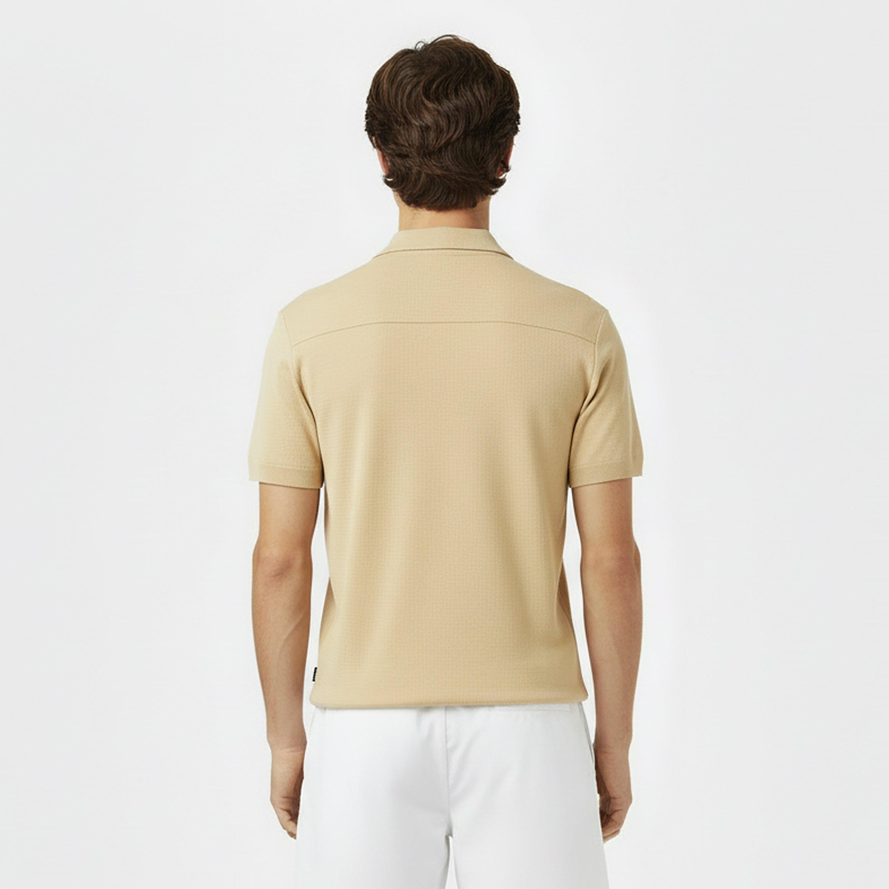 Beige 286 - Boss - Mens BOSS BLACK Pasini Short Sleeve Collared Shirt with Contrast Trim - 4