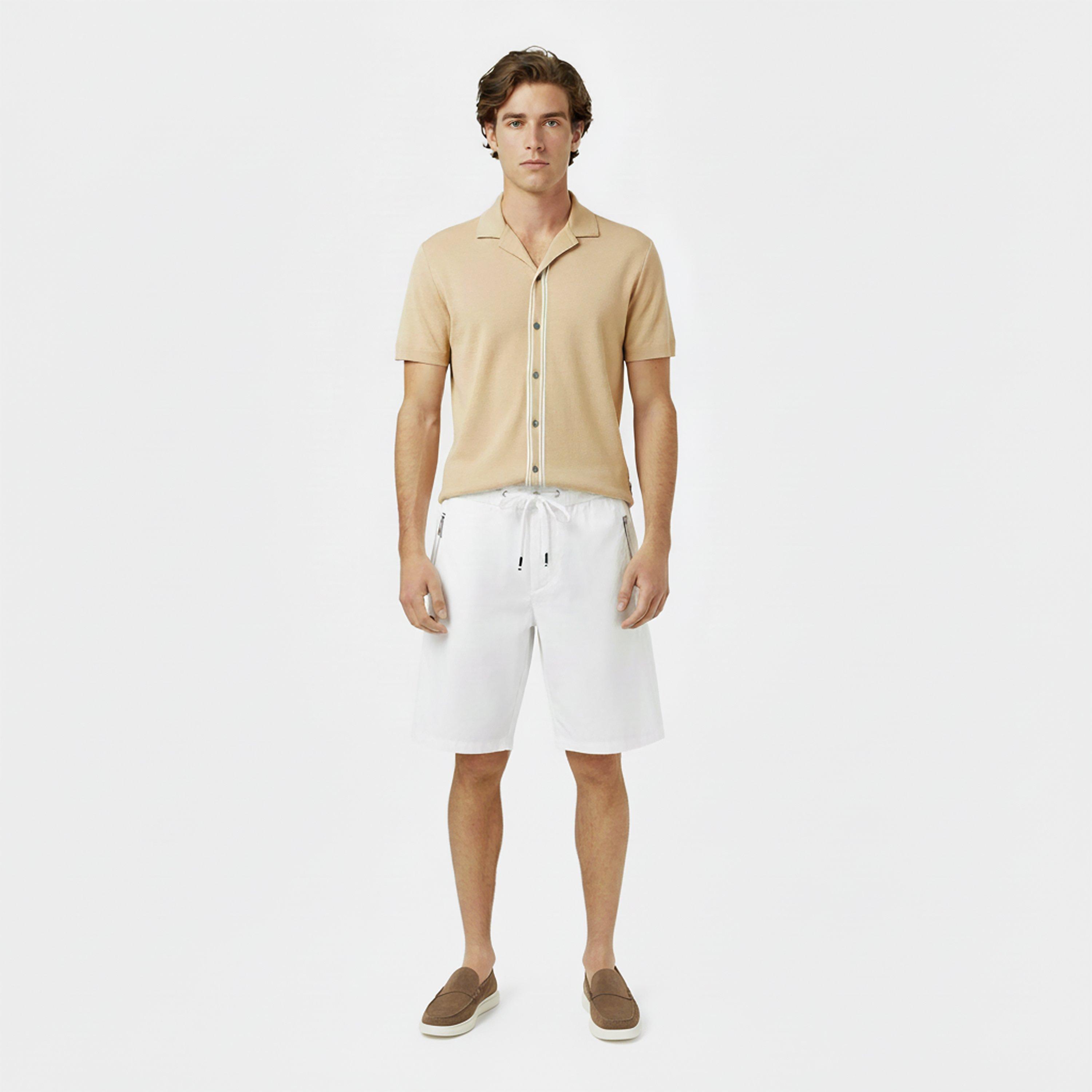 Beige 286 - Boss - Mens BOSS BLACK Pasini Short Sleeve Collared Shirt with Contrast Trim - 6