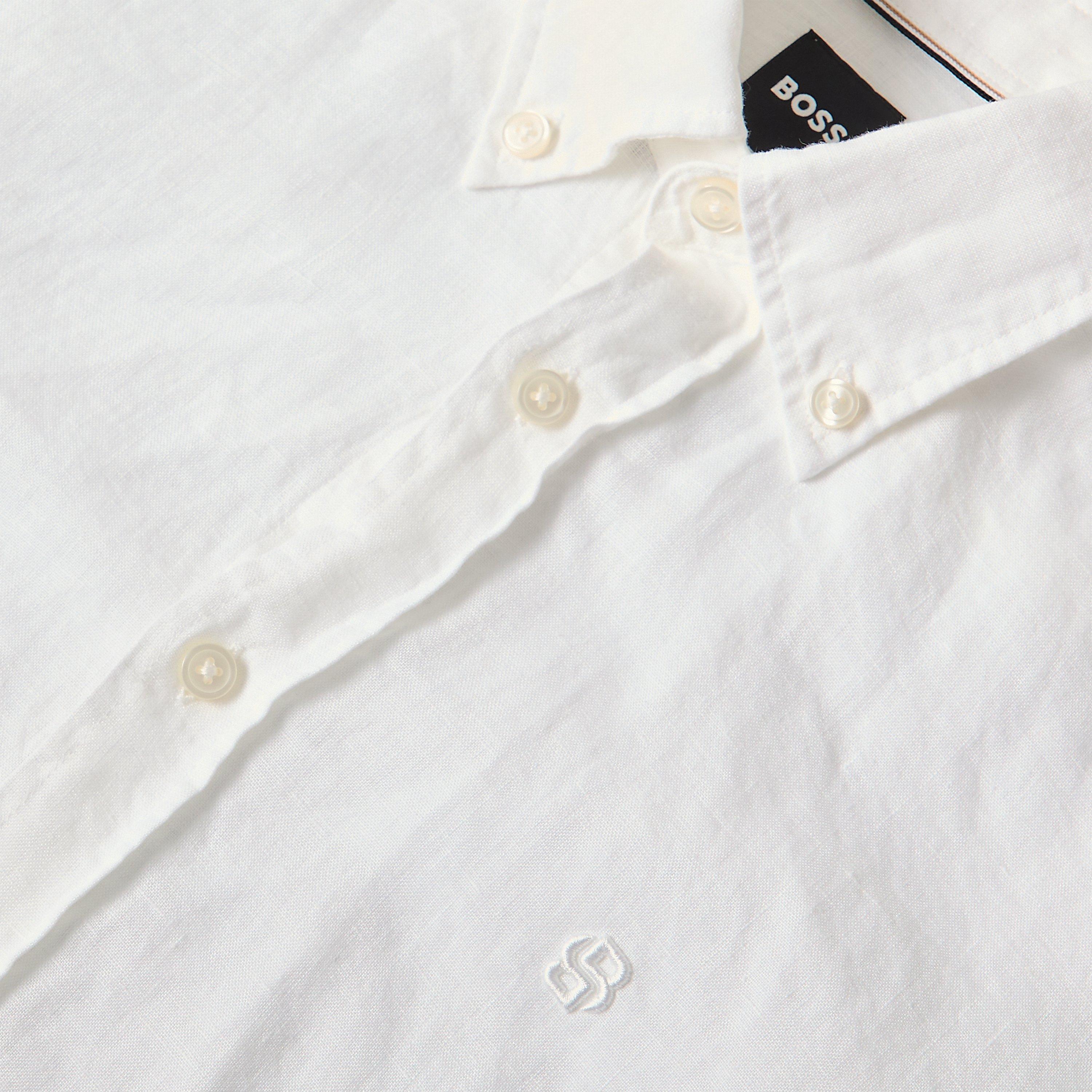 White 100 - Boss - Mens BOSS BLACK Liam Short Sleeve Buttoned Shirt - 5