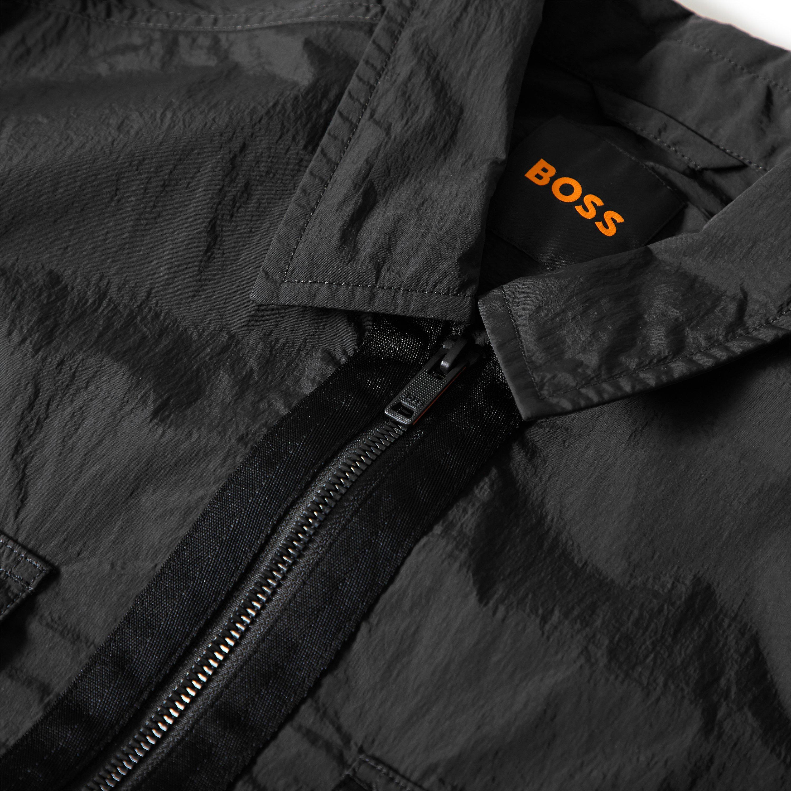 Black 001 - Boss - Mens BOSS ORANGE Long Sleeve Zipped Over-Shirt with Logo Detail (Lotape) - 5