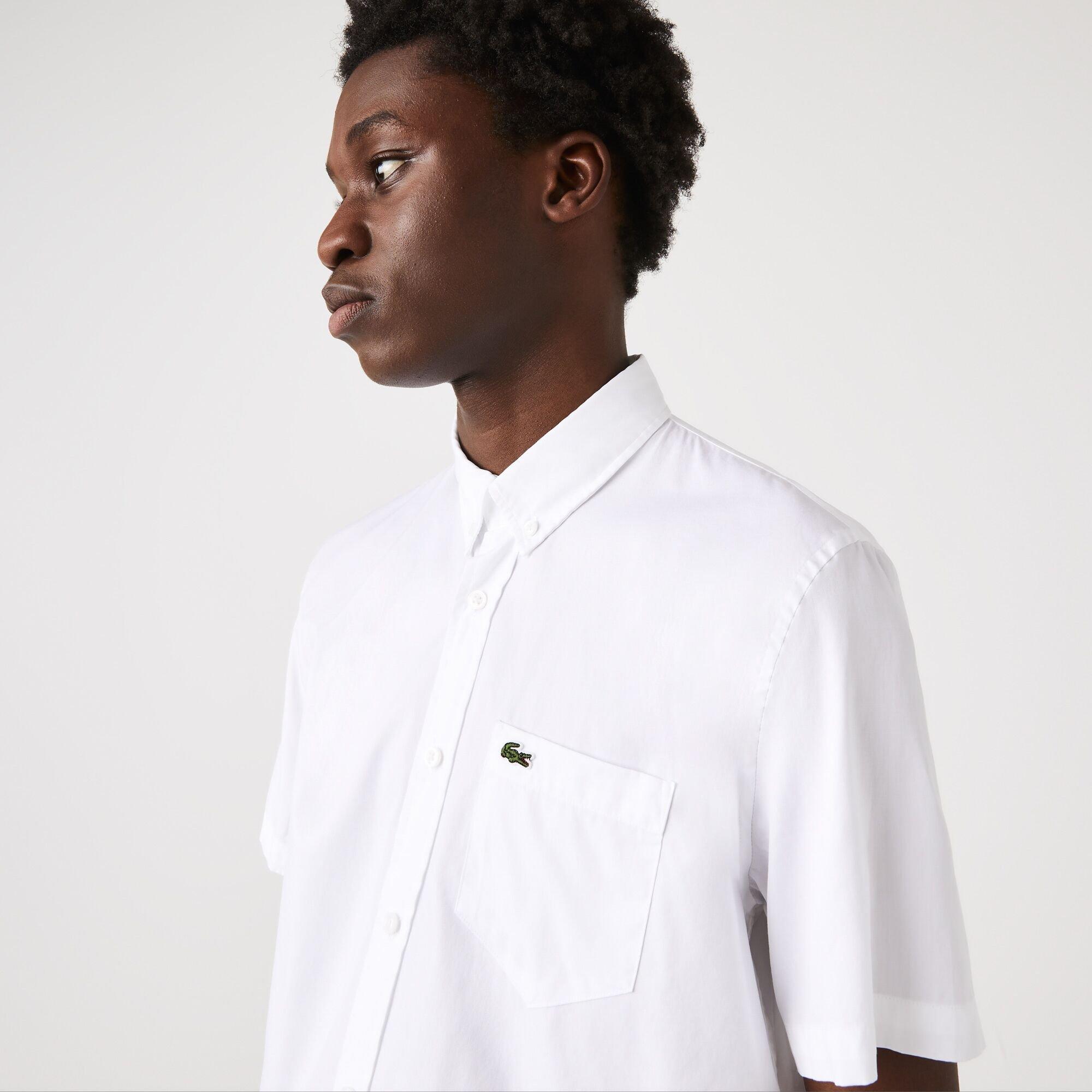 Bianco - Lacoste - Men's Regular Fit Oxford Plain Shirt - 2
