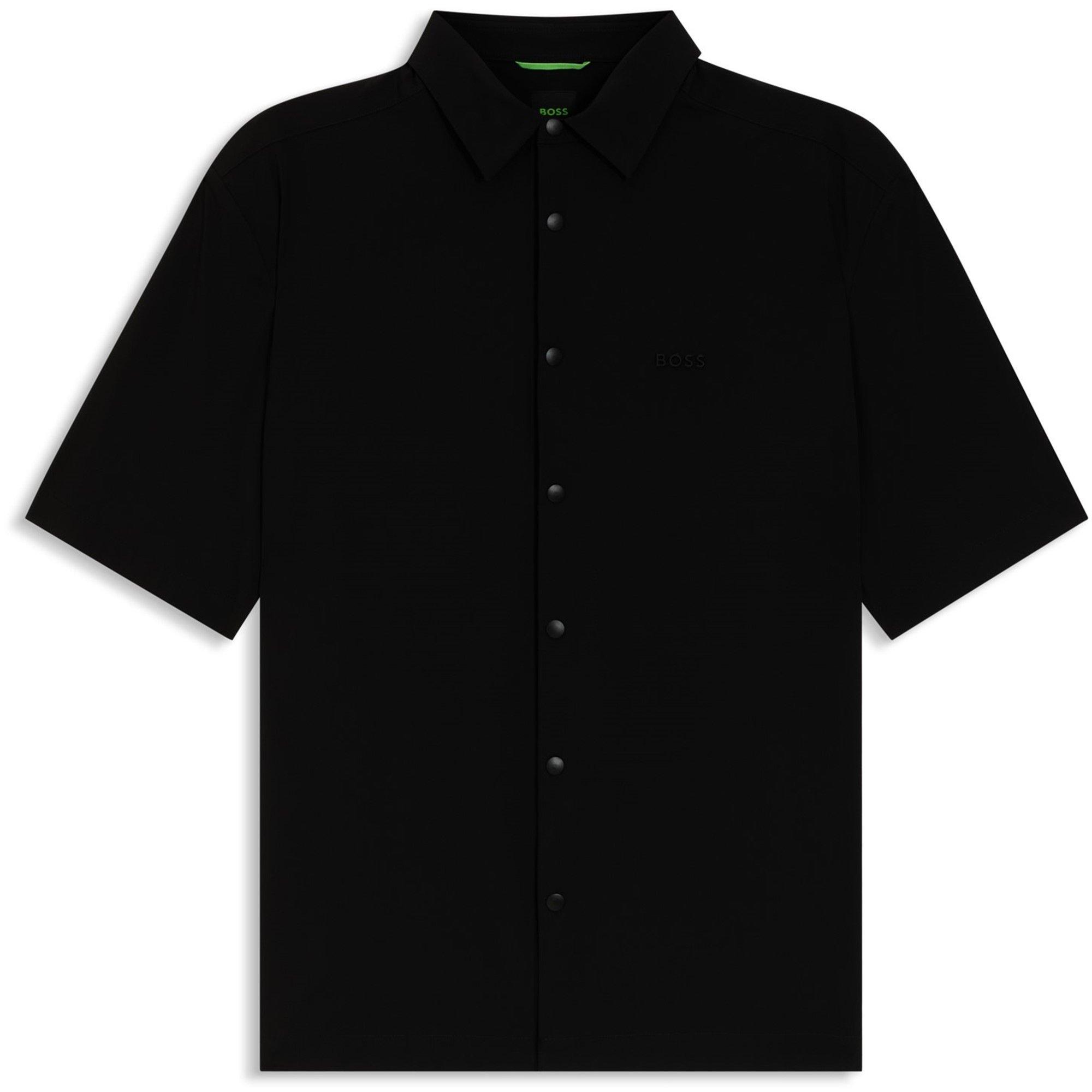 Boss Men's Plain Short Sleeve Shirt - Black 001 - M