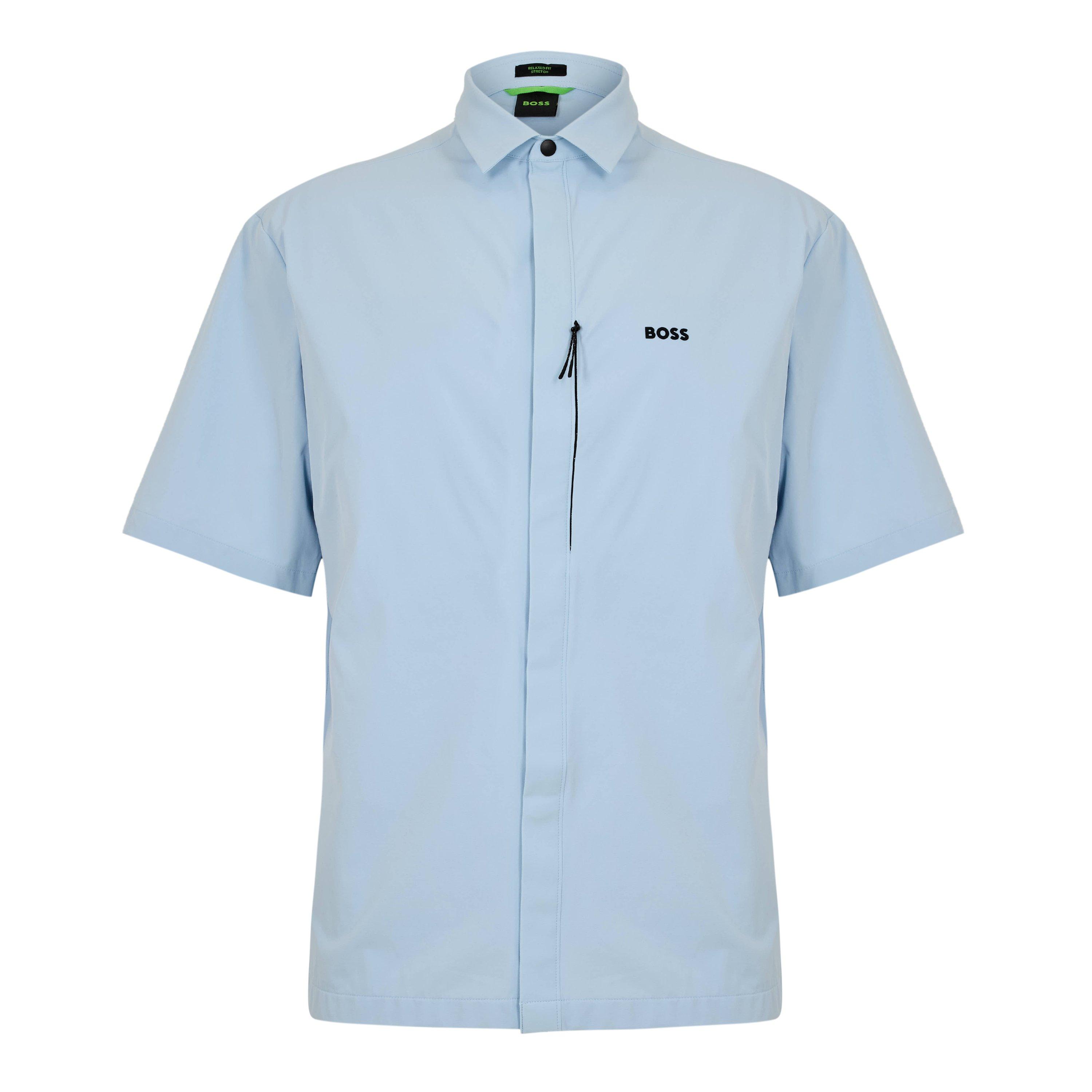 Boss Men's Short Sleeve Plain Shirt - Open Blue 460 - M