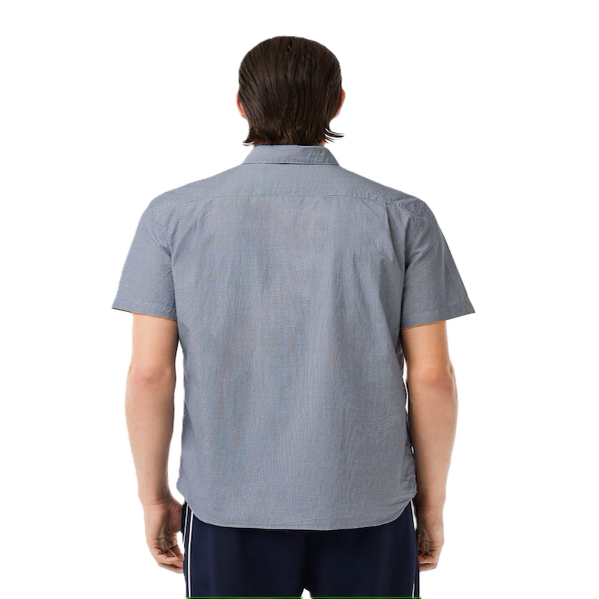 White/Navy Blue - Hvid/Marineblå - Lacoste - Men's Short-Sleeve Plain Shirt - 2