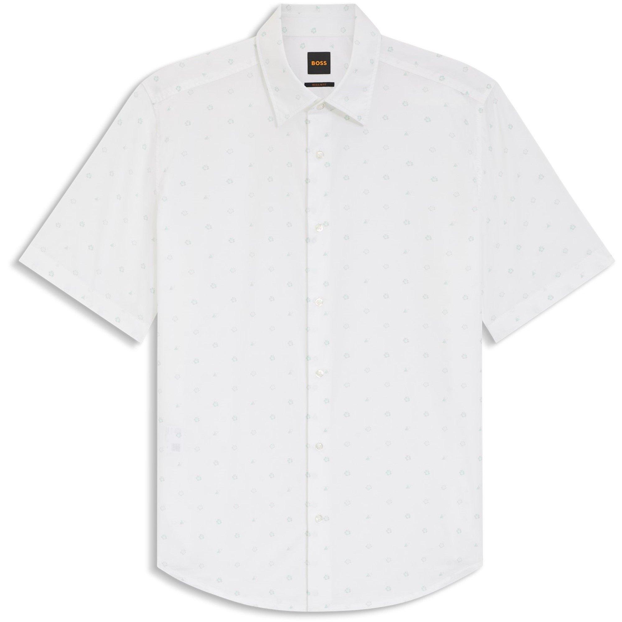 Boss Mens BOSS ORANGE Short Sleeve Shirt - White 100 - XL