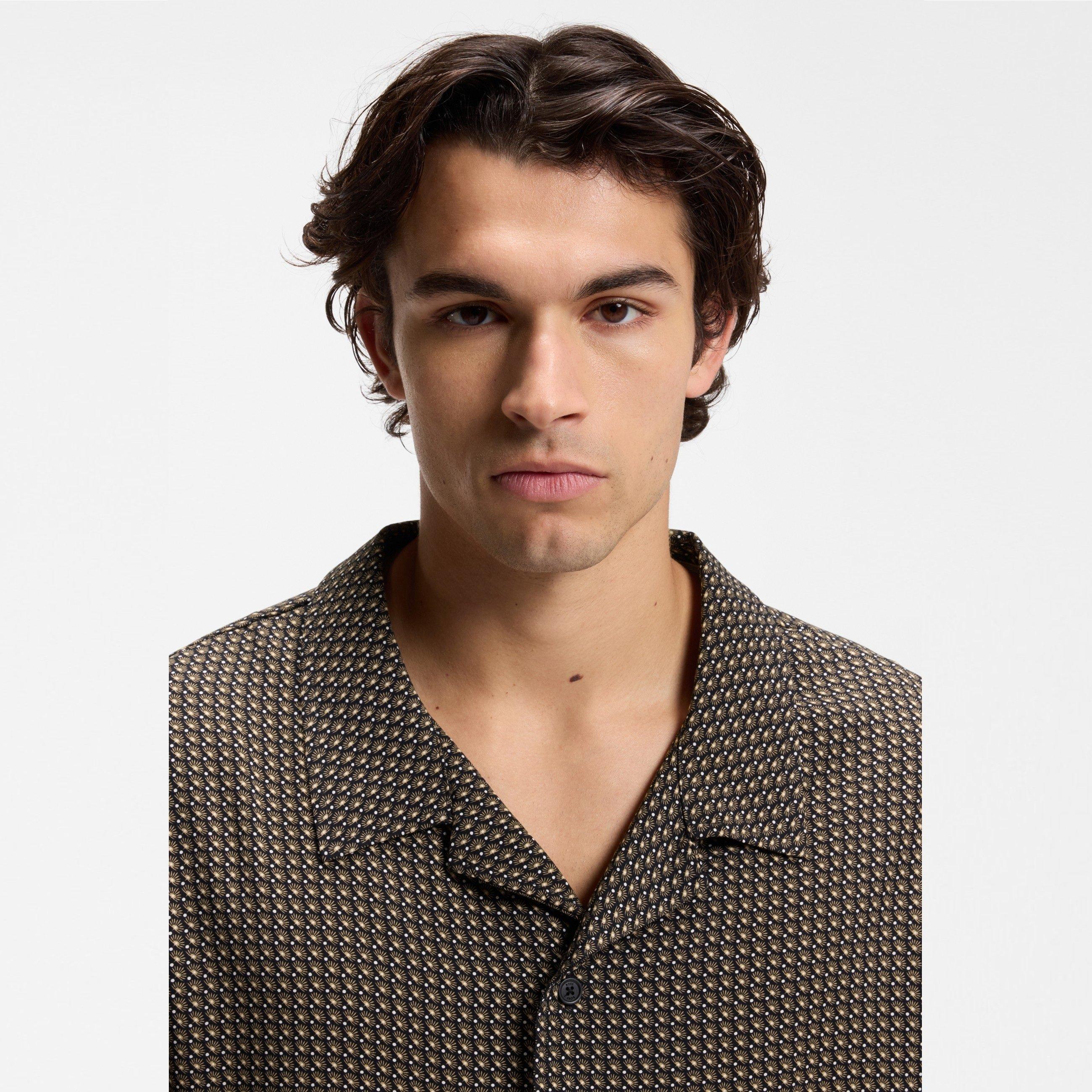 Black 005 - Boss - Men's Beach Patterned Short Sleeve Shirt - 3