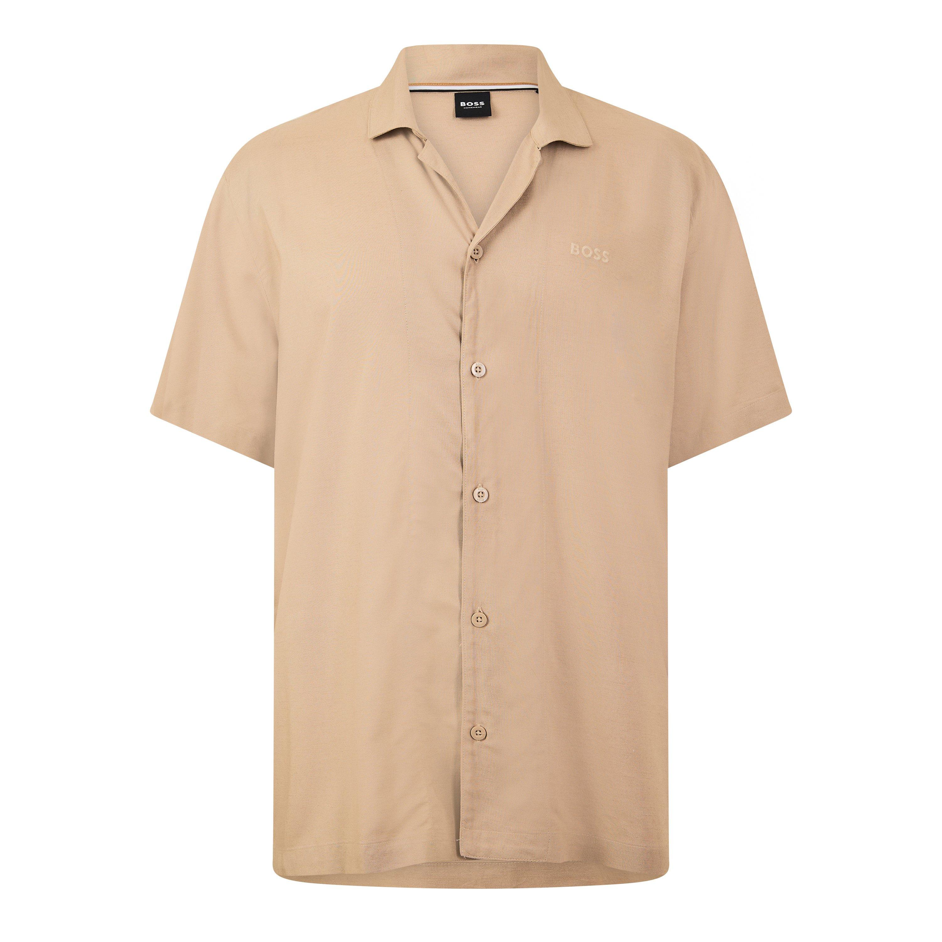 Boss Men's Short Sleeve Plain Shirt - Beige 275 - XL