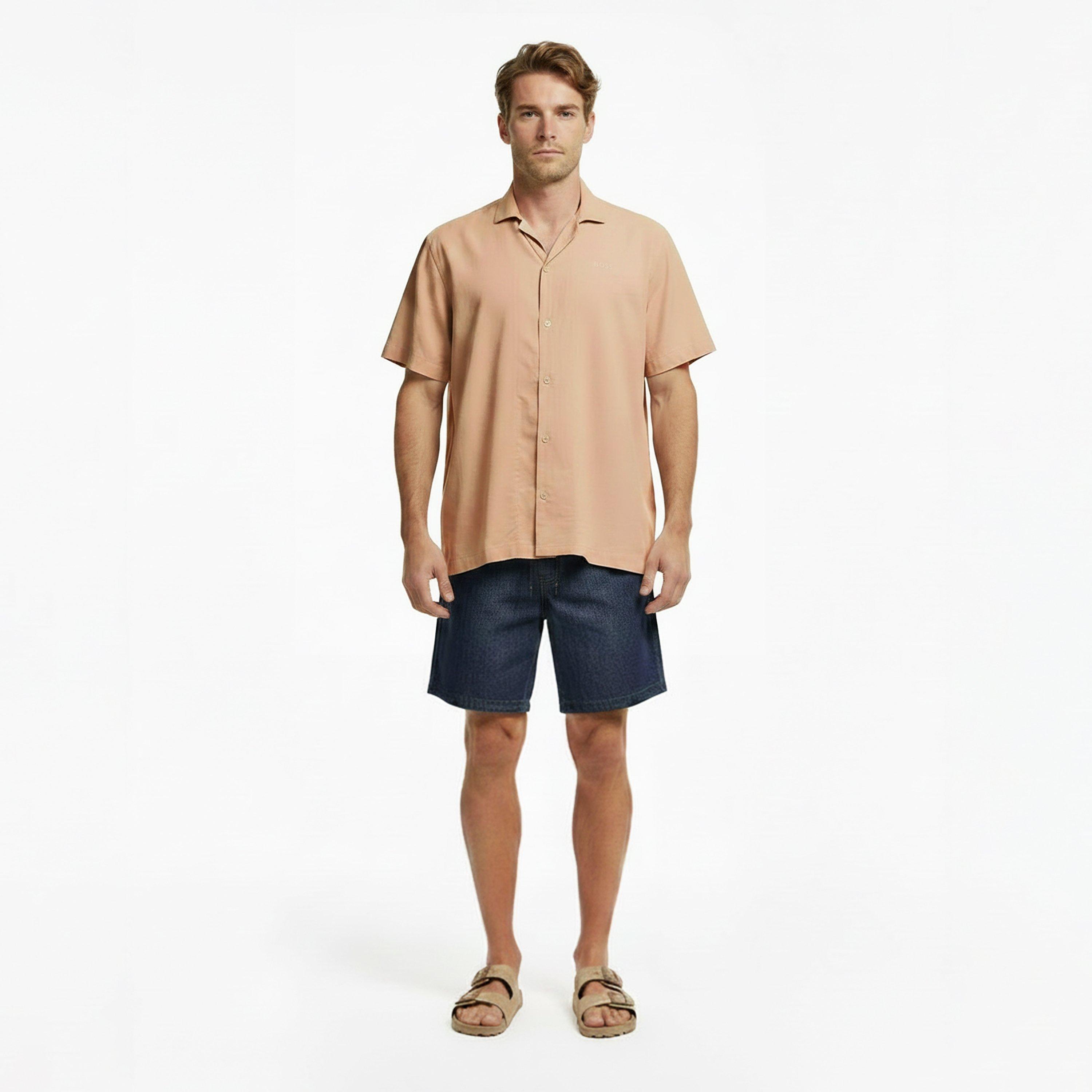 Beige 275 - Boss - Men's Short Sleeve Plain Shirt - 6