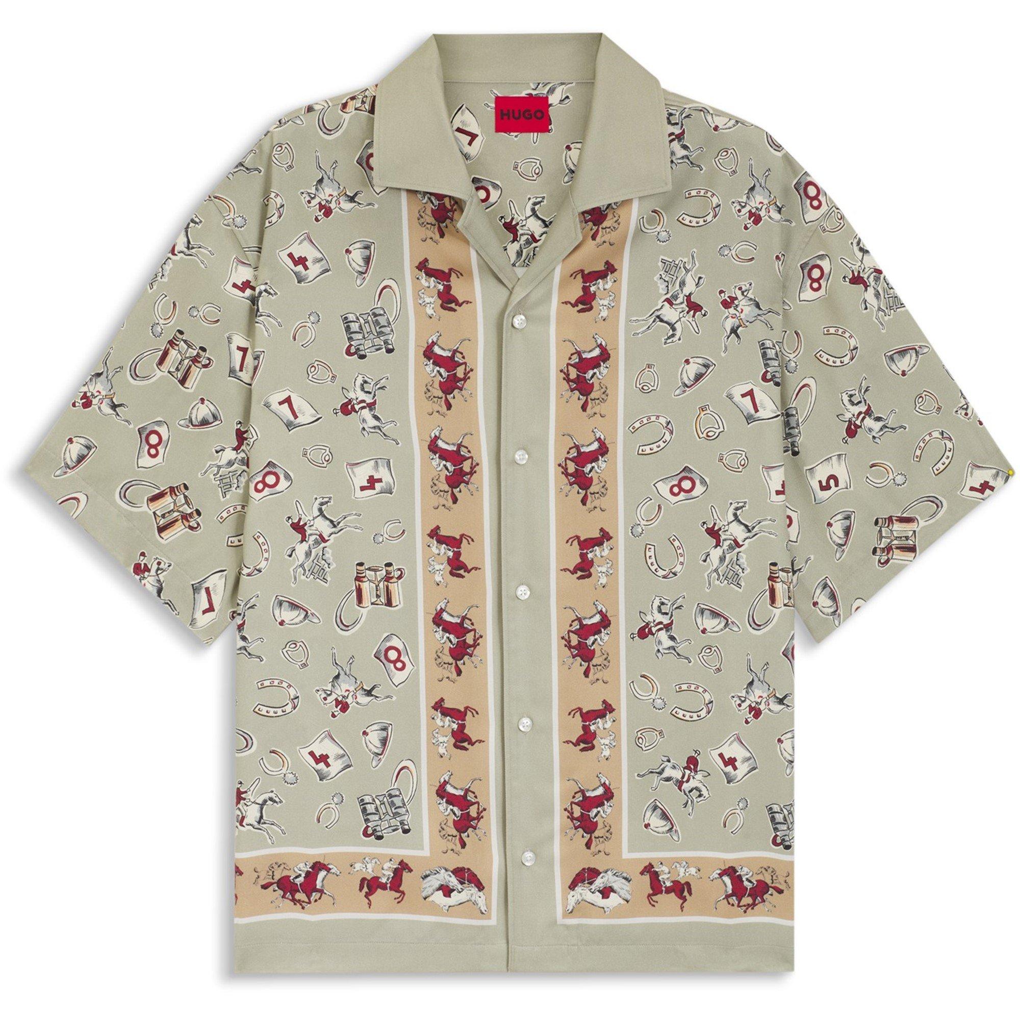 Green 337 - Hugo - Men's Long Sleeve Patterned Shirt