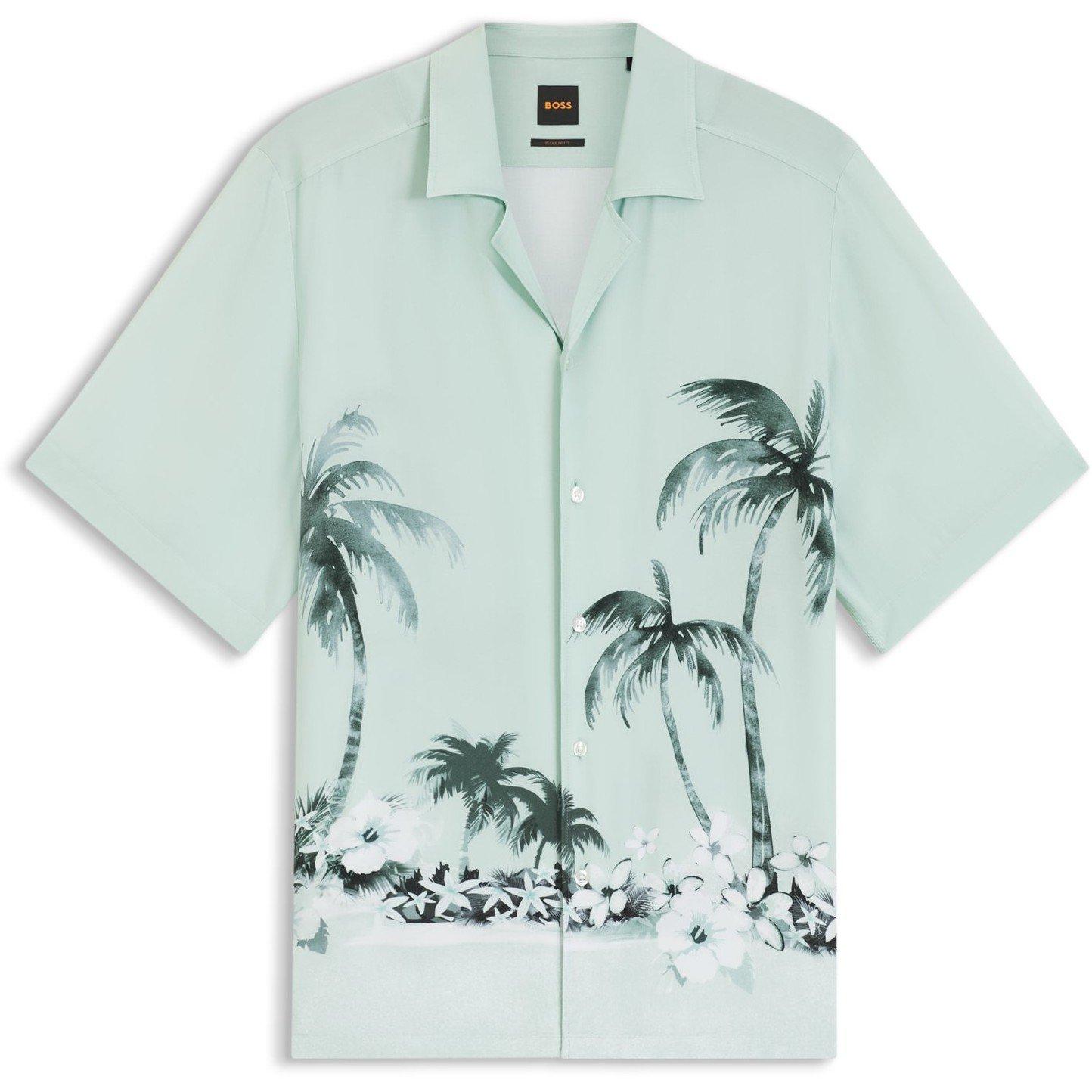 Turquoise 446 - Boss - Men's Patterned Short Sleeve Shirt - 1