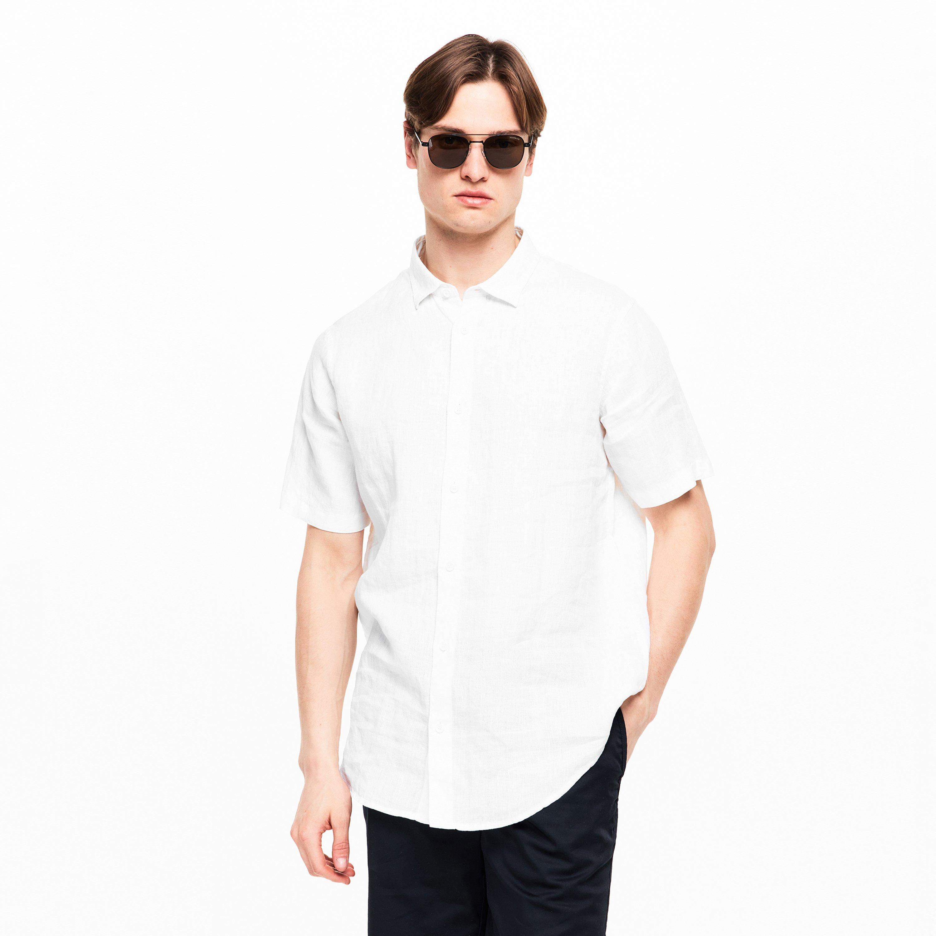 White - Armani Exchange - Men's Short Sleeve Oxford Shirt - 3