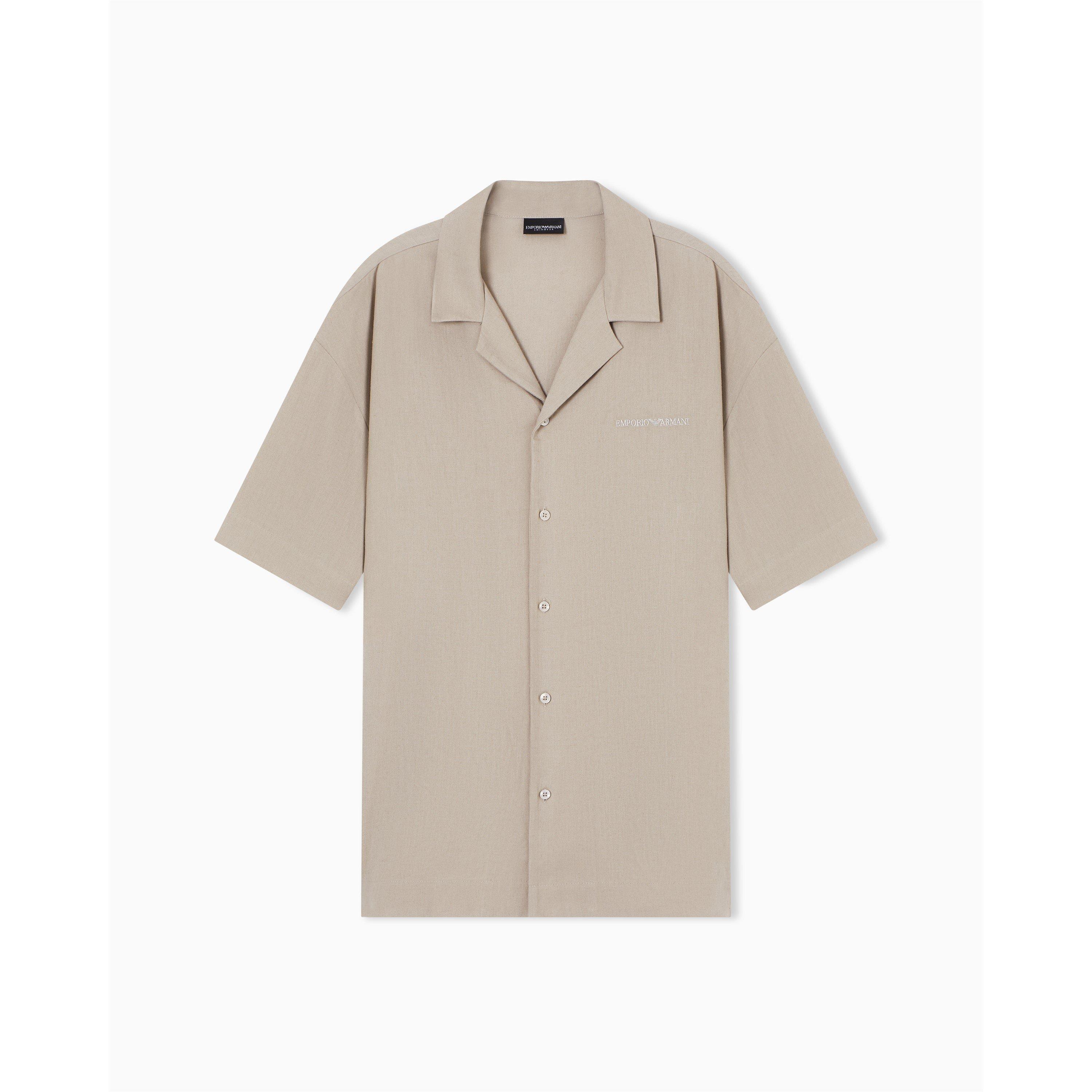 Emporio Armani Men's Short Sleeve Plain Shirt - Taupe - S