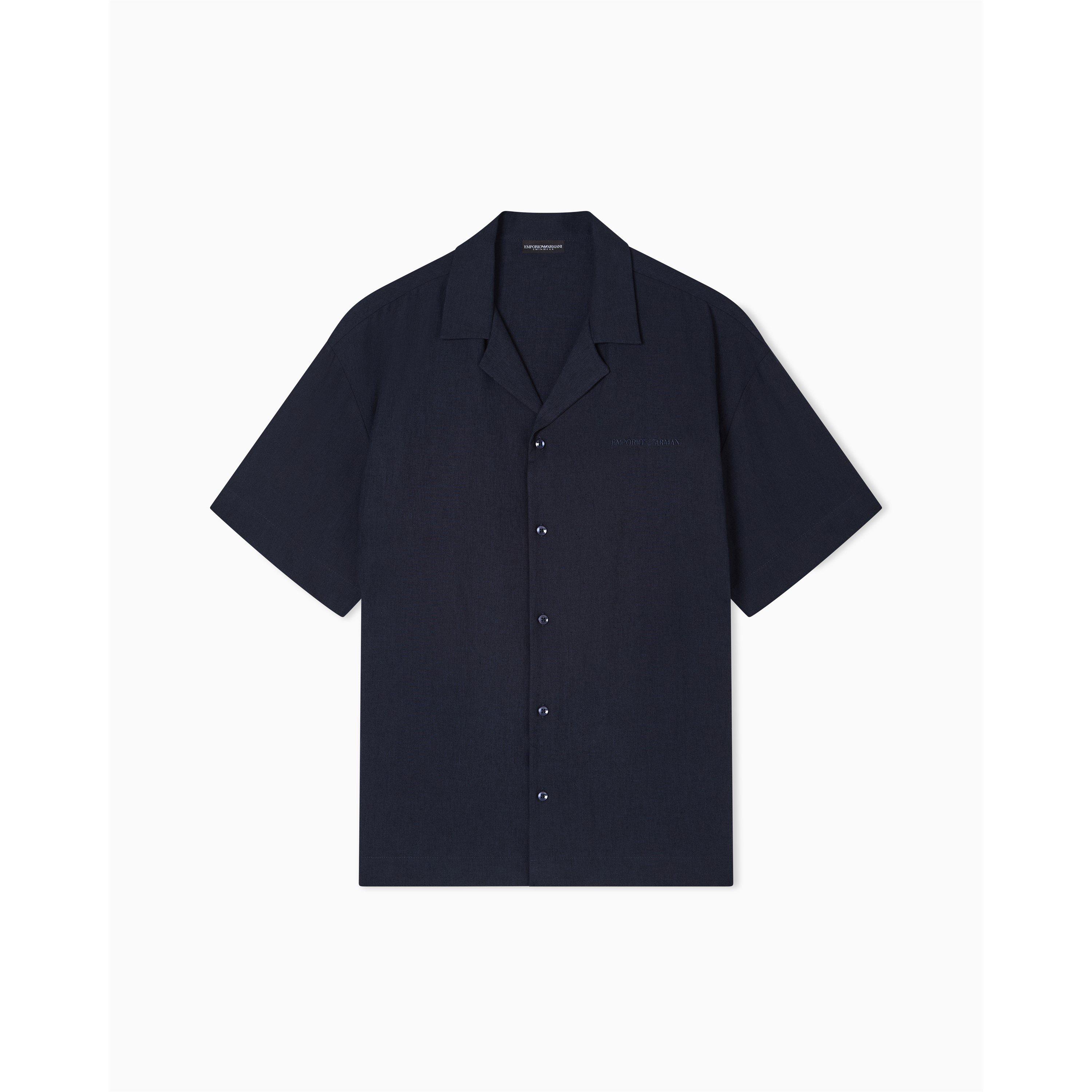Emporio Armani Men's Short Sleeve Plain Shirt - Armani Blue - XL