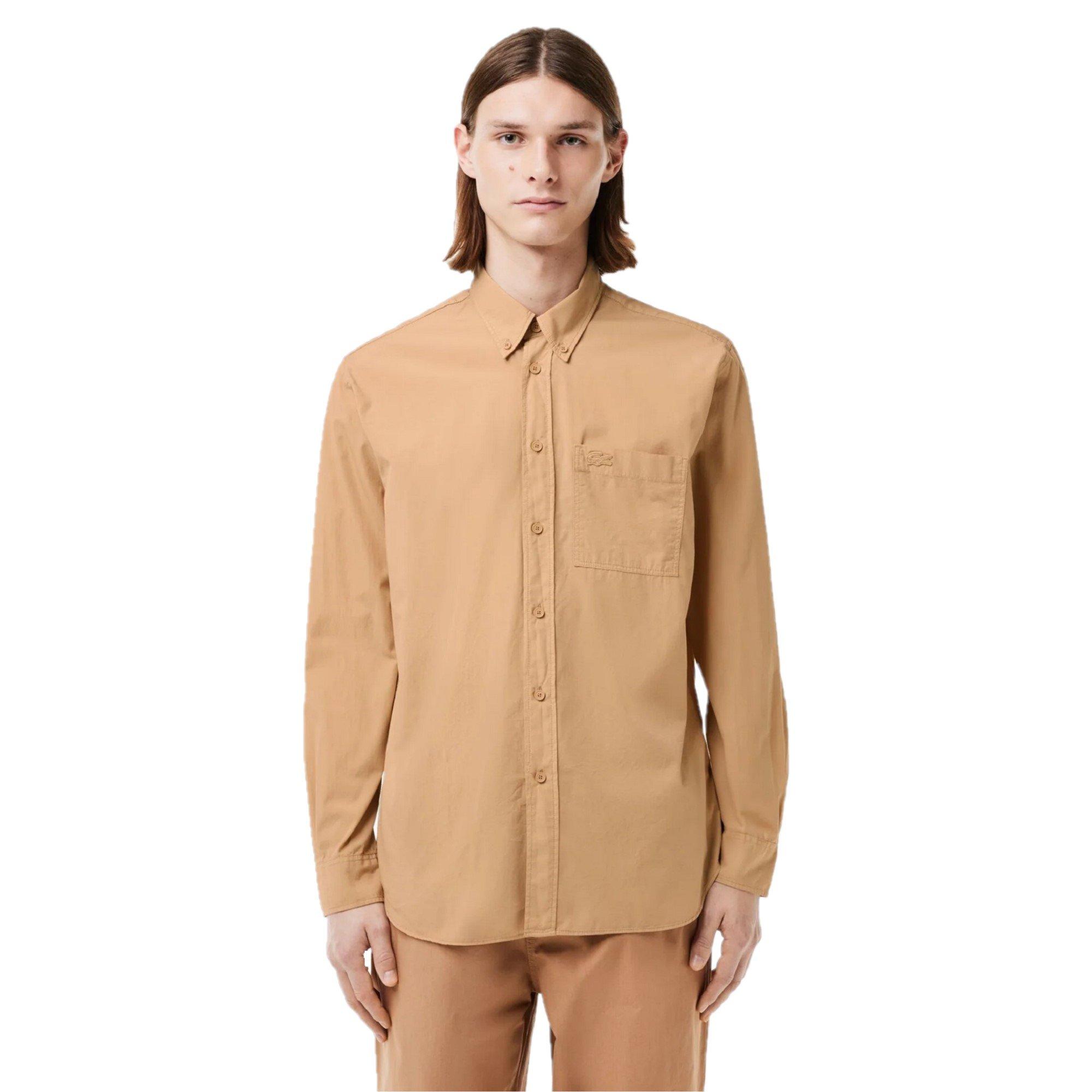 Lacoste Men's Sand Long Sleeve Plain Shirt - S